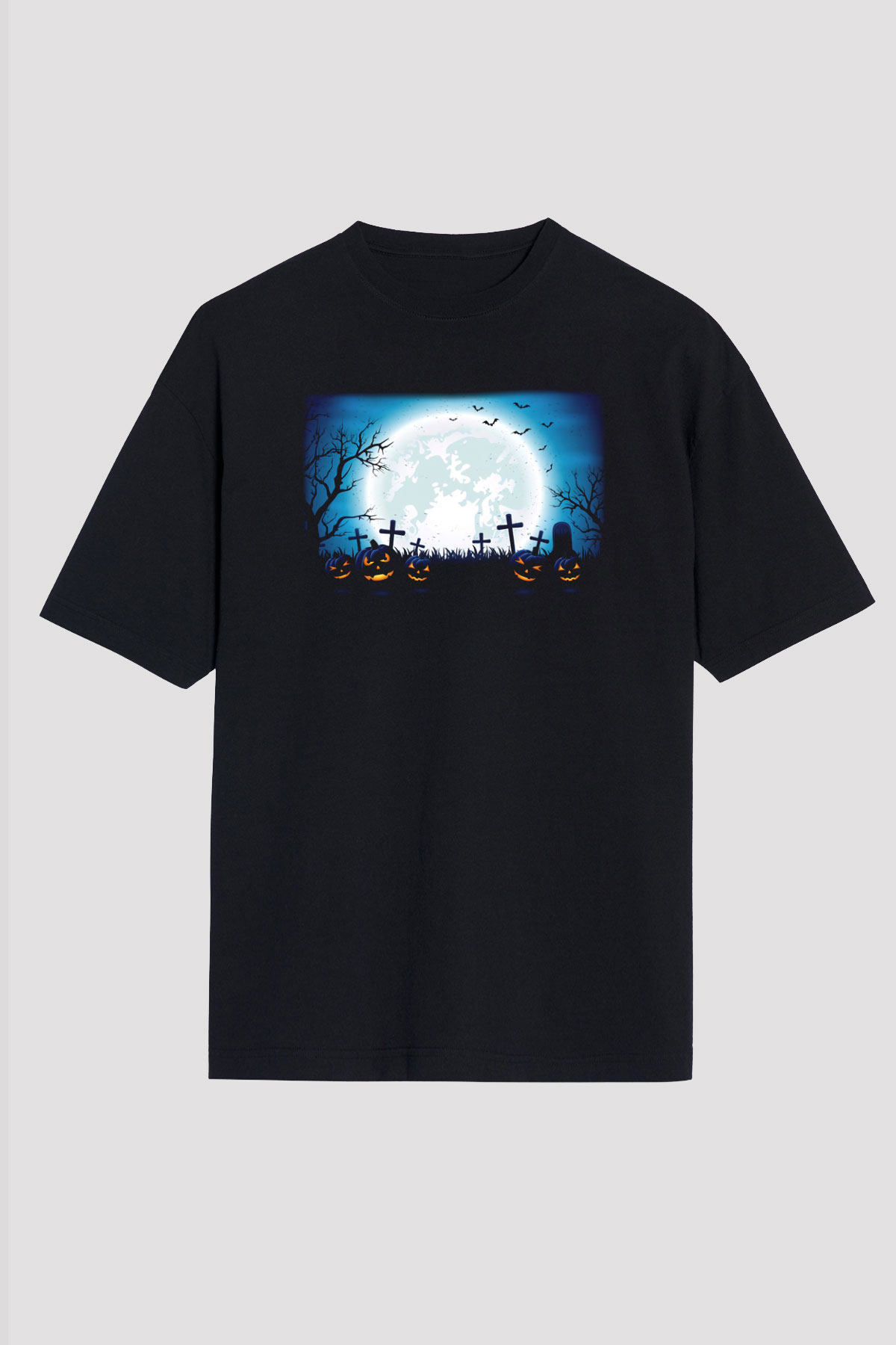 Cadılar Bayramı-Halloween Siyah Unisex Oversize Tişört T-Shirt