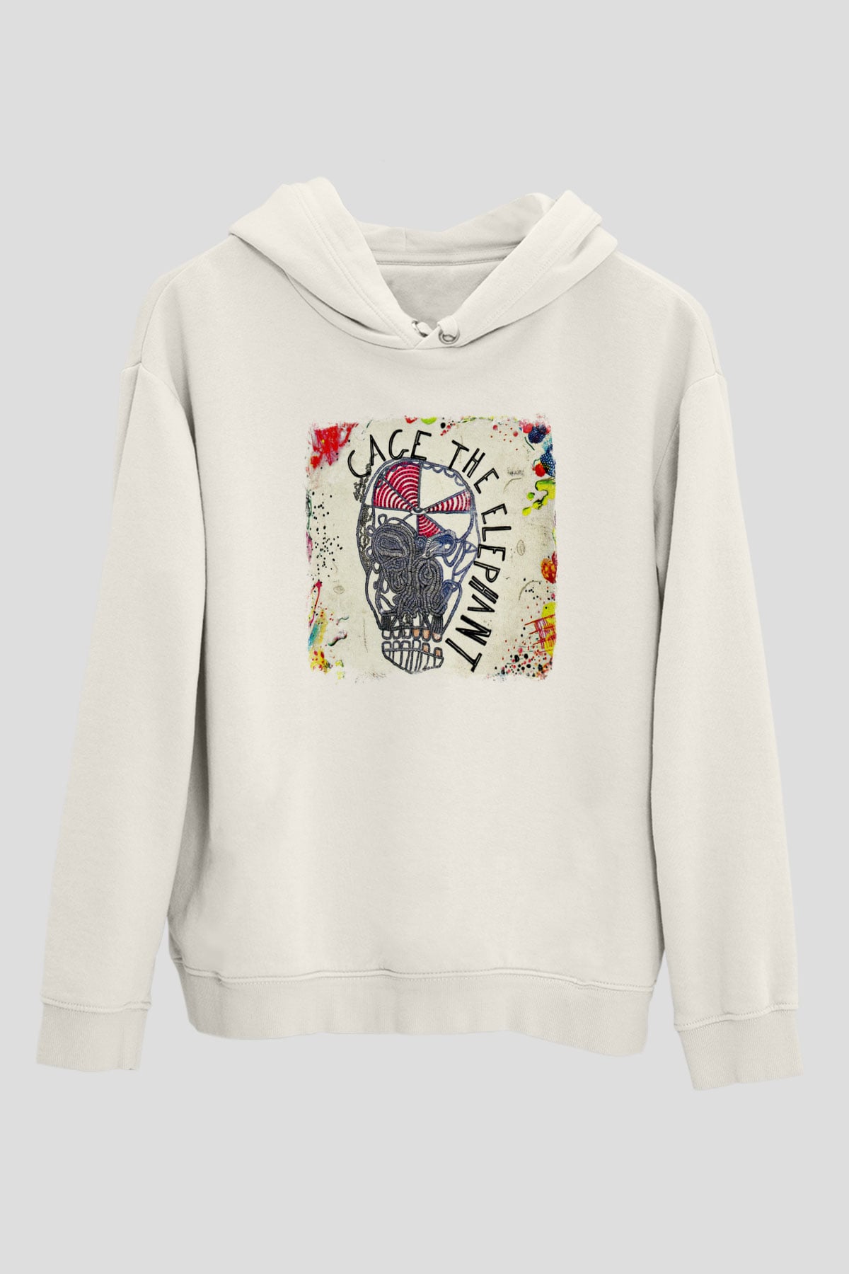 Cage the Elephant Baskılı Unisex Beyaz Hoodie