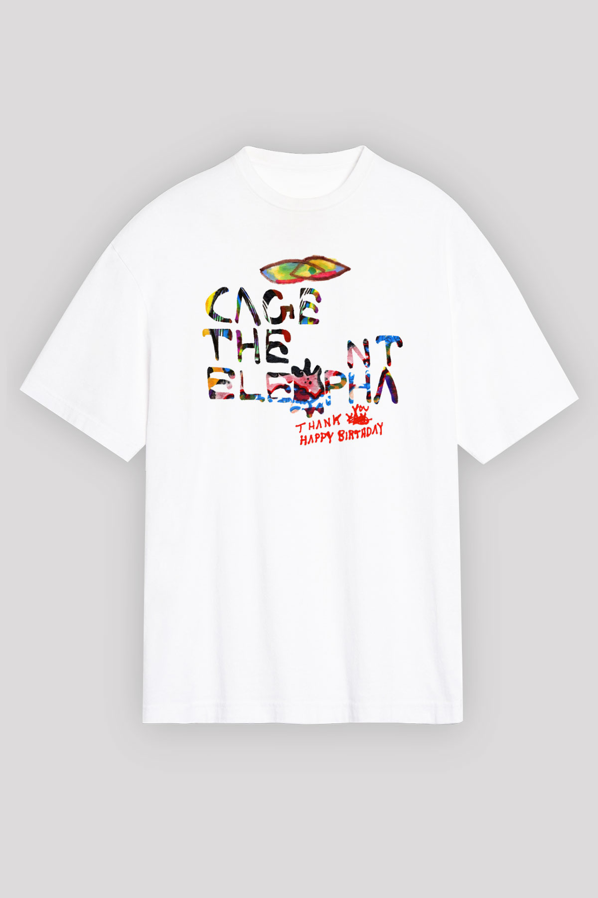 Cage the Elephant Beyaz Unisex Oversize Tişört T-Shirt