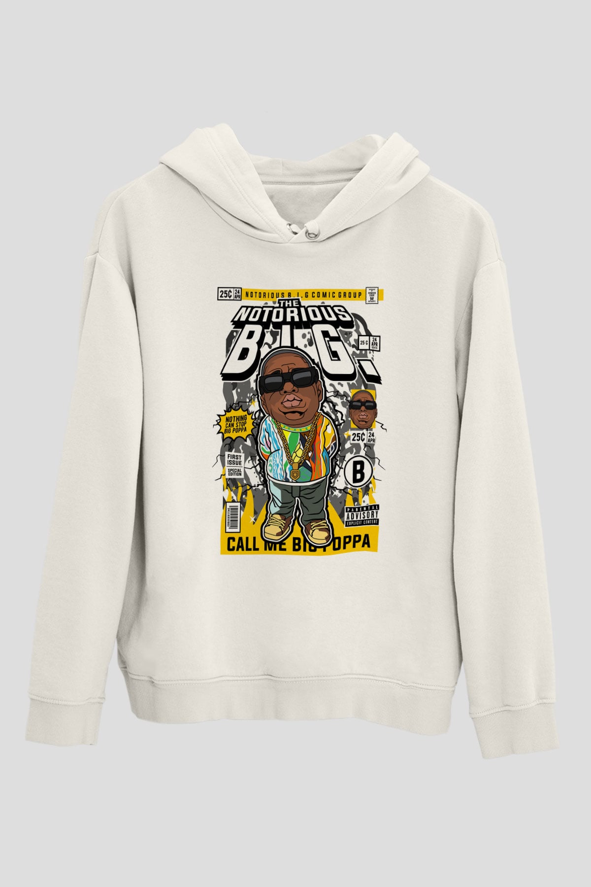Call Me B.I.G Baskılı Unisex Beyaz Hoodie