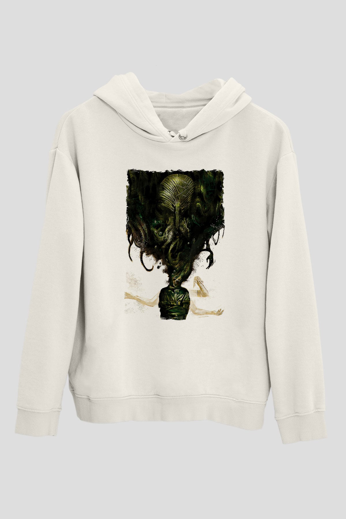 Call Of Ctulhu Baskılı Beyaz Unisex Kapüşonlu Sweatshirt