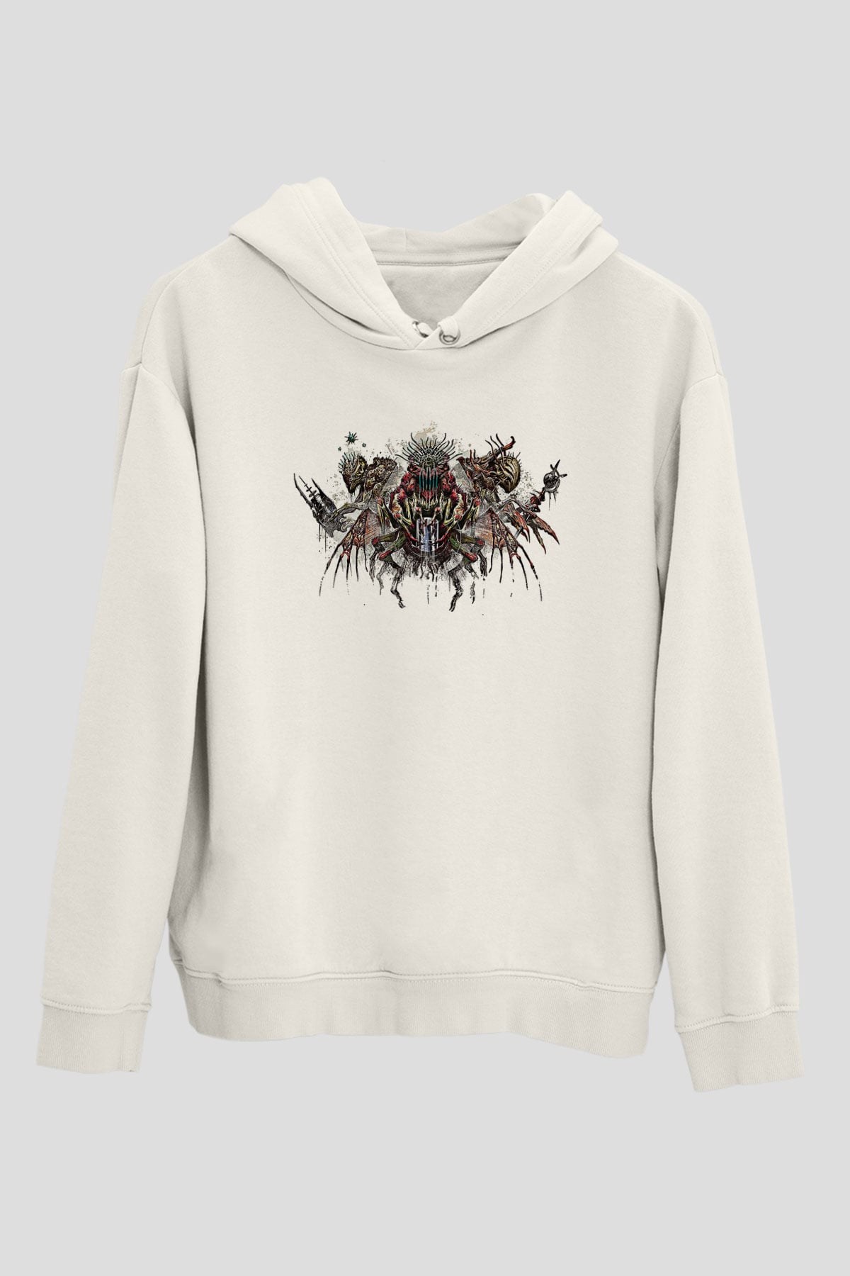 Call Of Ctulhu Baskılı Beyaz Unisex Kapüşonlu Sweatshirt