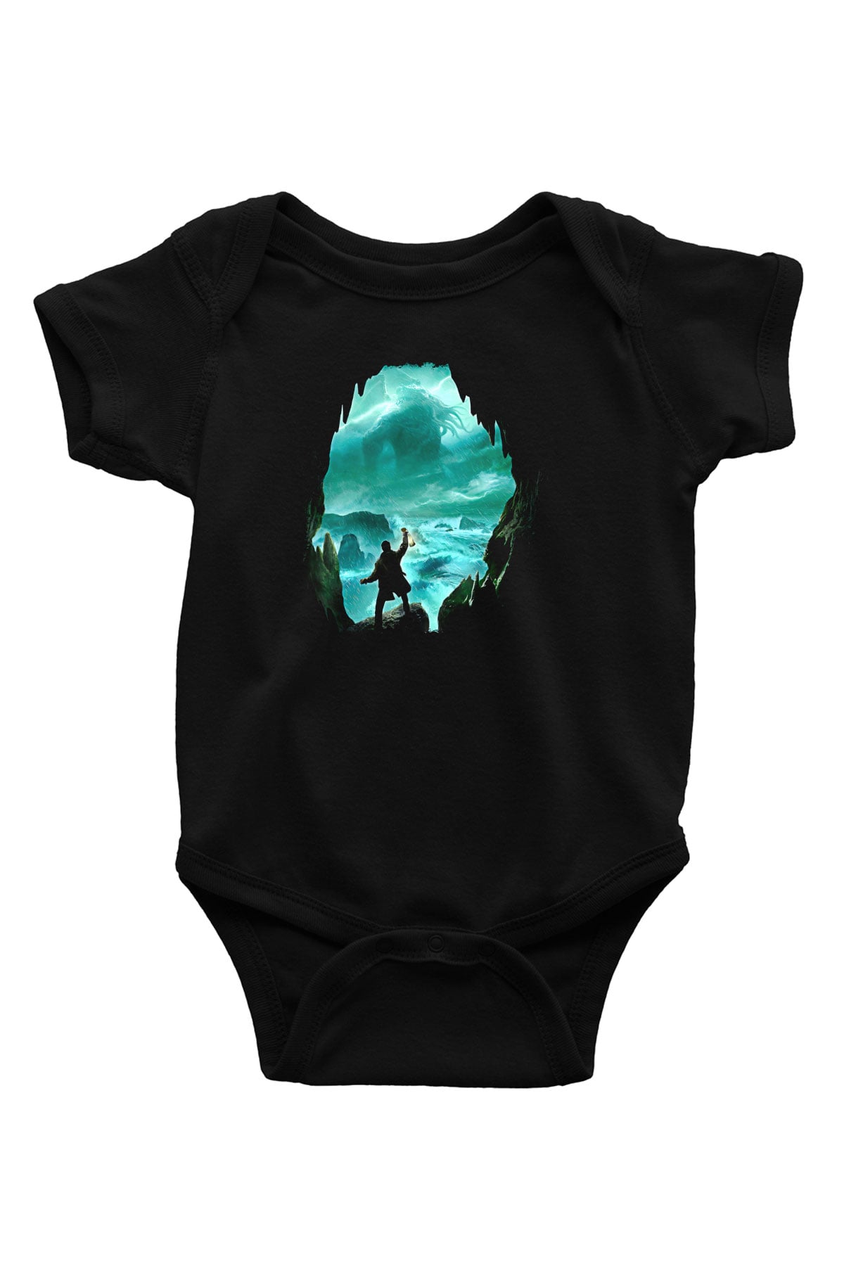 Call Of Ctulhu Baskılı Unisex Siyah Bebek Body - Zıbın