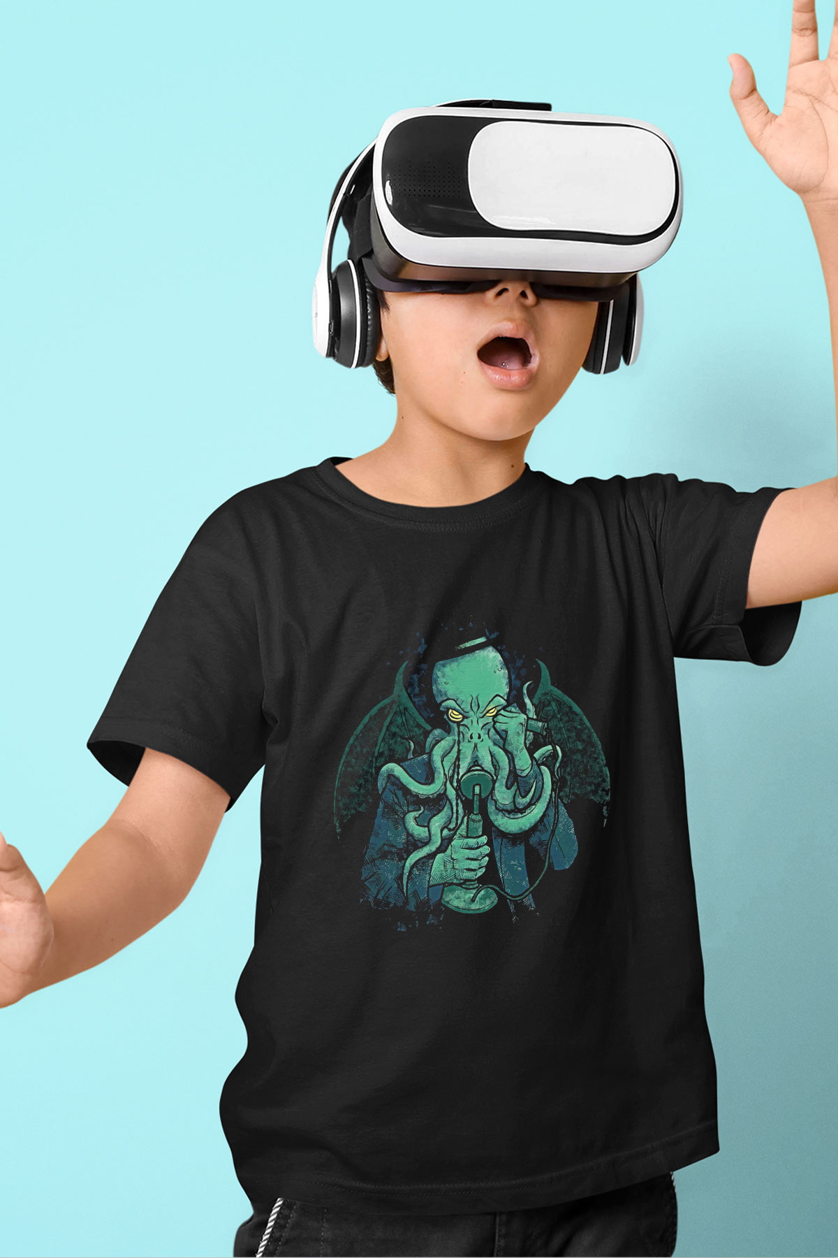 Call Of Ctulhu Baskılı Unisex Siyah Çocuk Tişört - Tshirt