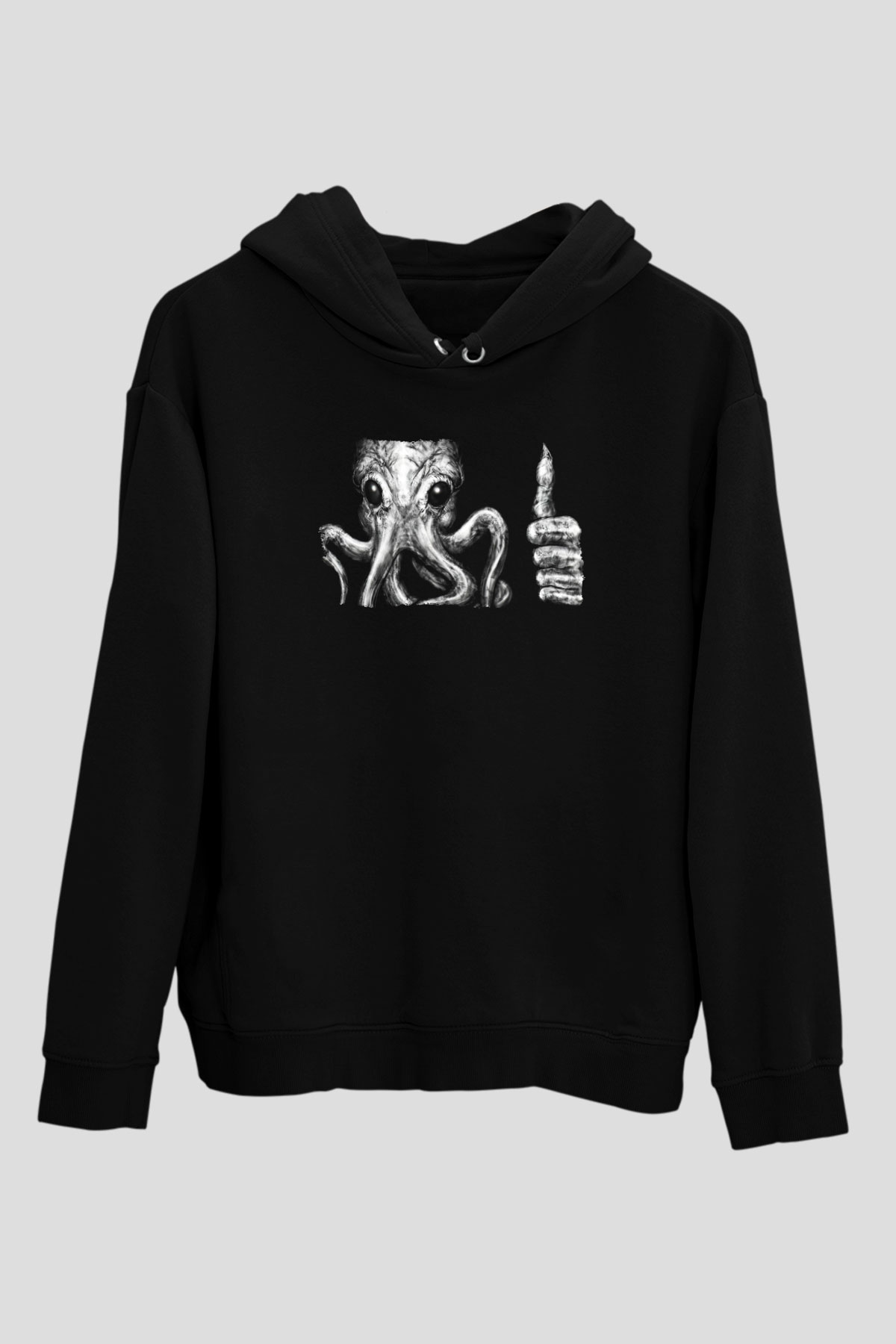 Call Of Ctulhu Baskılı Unisex Siyah Kapüşonlu Sweatshirt