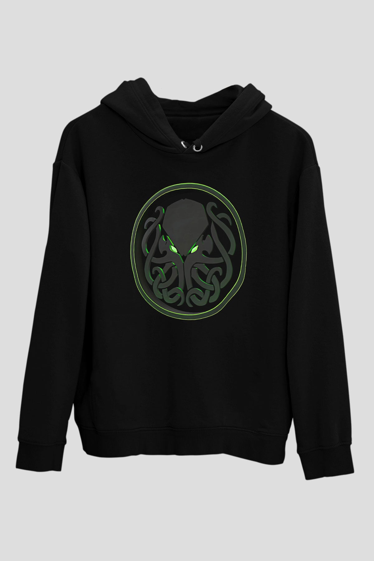 Call Of Ctulhu Baskılı Unisex Siyah Kapüşonlu Sweatshirt