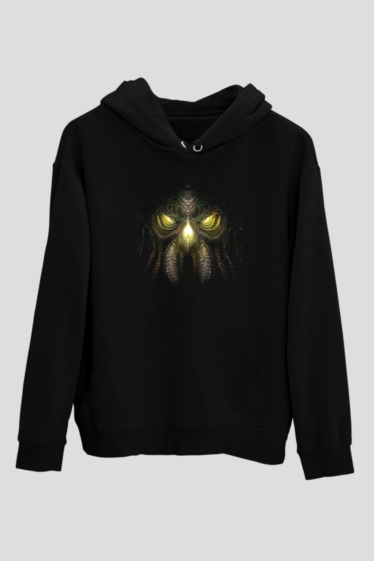 Call Of Ctulhu Baskılı Unisex Siyah Kapüşonlu Sweatshirt
