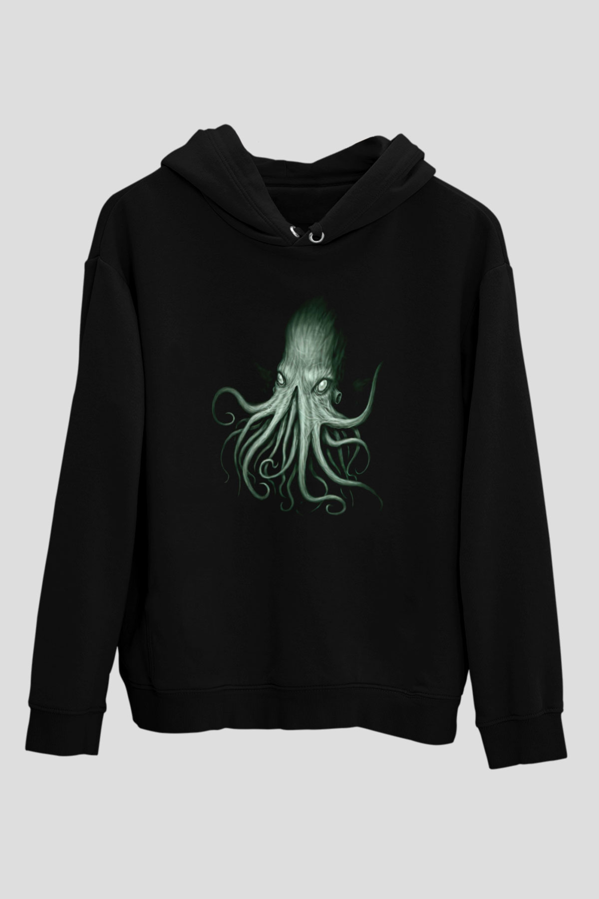 Call Of Ctulhu Baskılı Unisex Siyah Kapüşonlu Sweatshirt