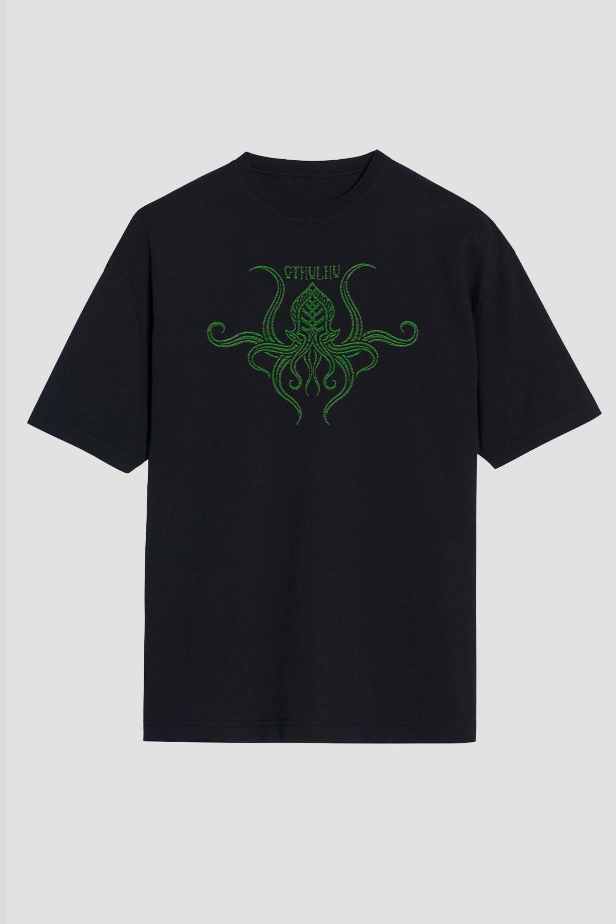 Call Of Ctulhu Baskılı Unisex Siyah Oversize Tişört - Tshirt