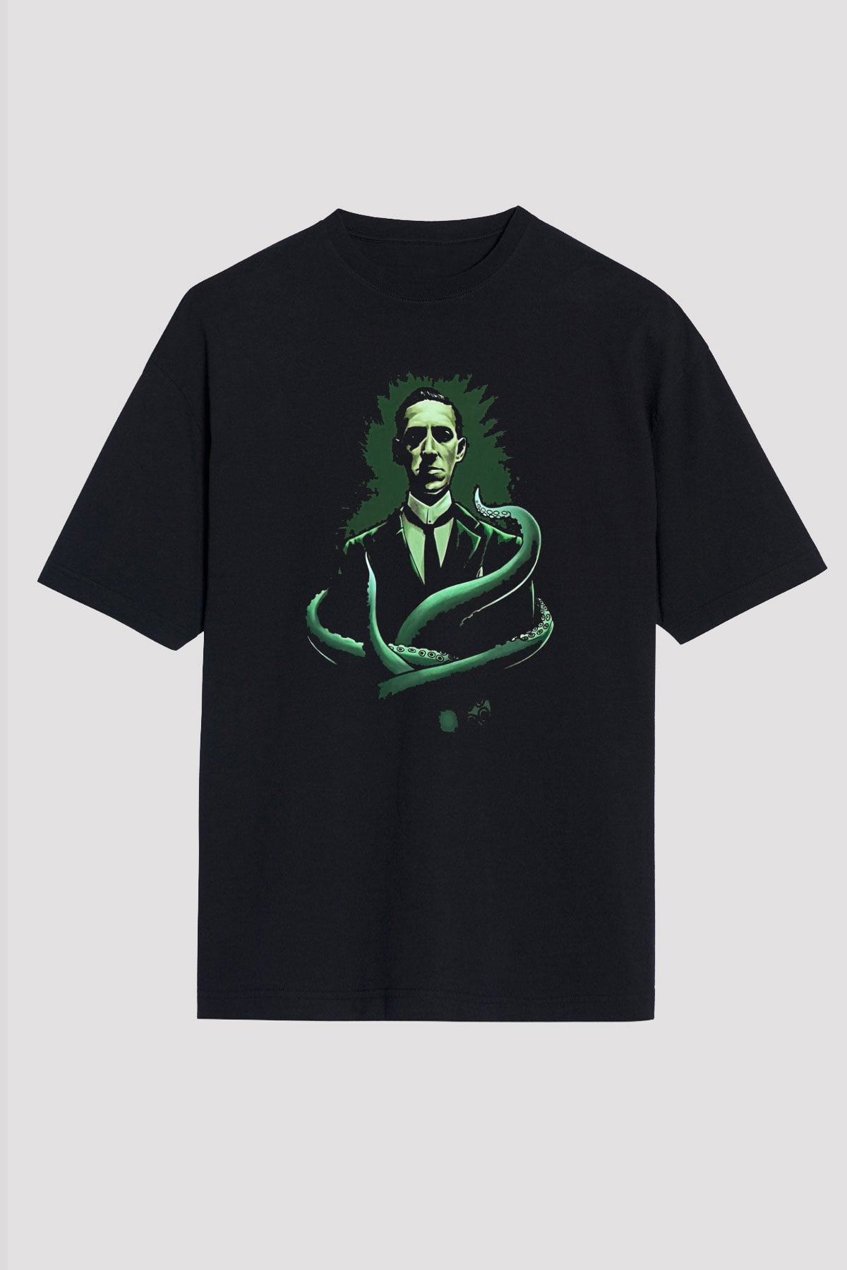 Call Of Ctulhu Baskılı Unisex Siyah Oversize Tişört - Tshirt