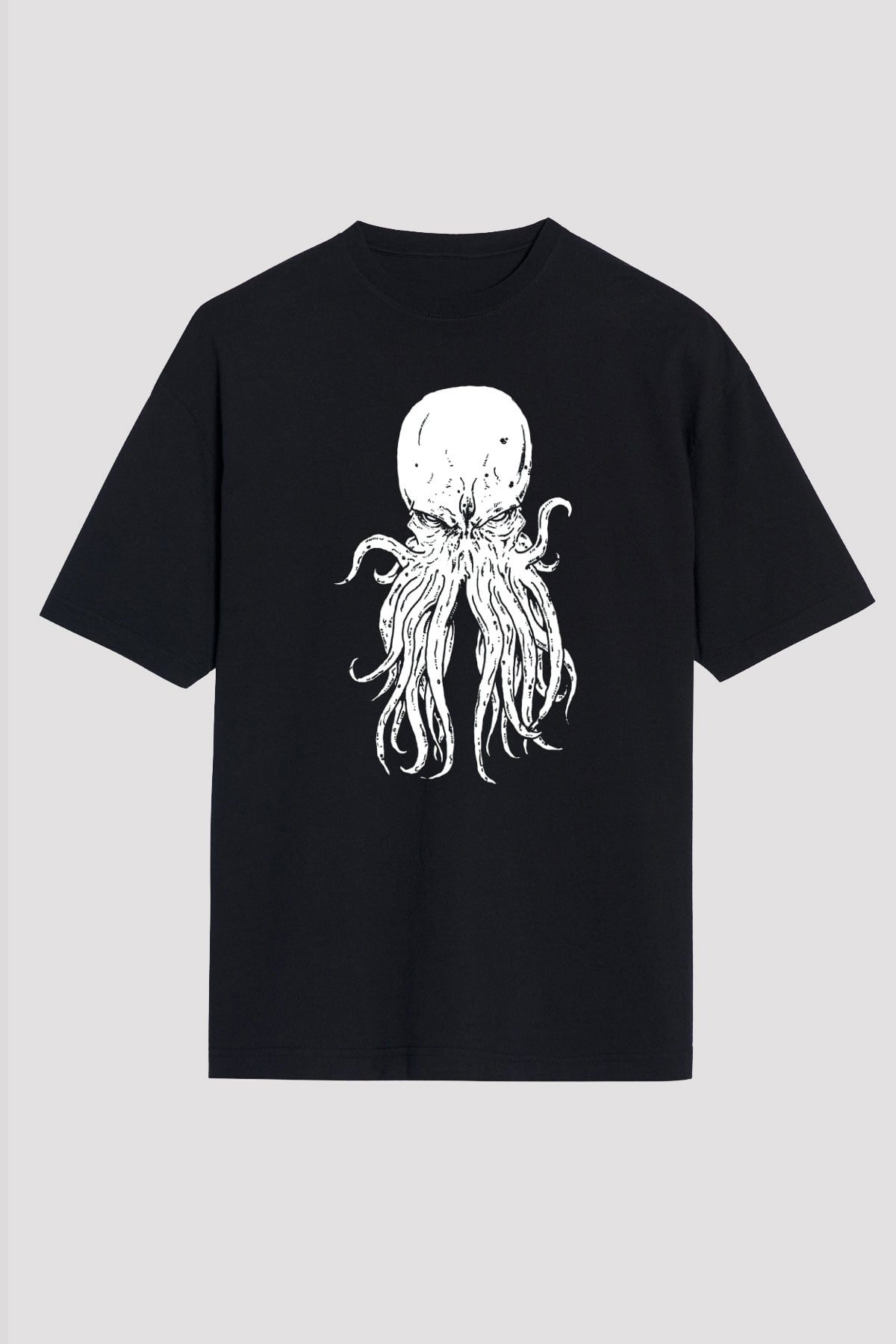 Call Of Ctulhu Baskılı Unisex Siyah Oversize Tişört - Tshirt