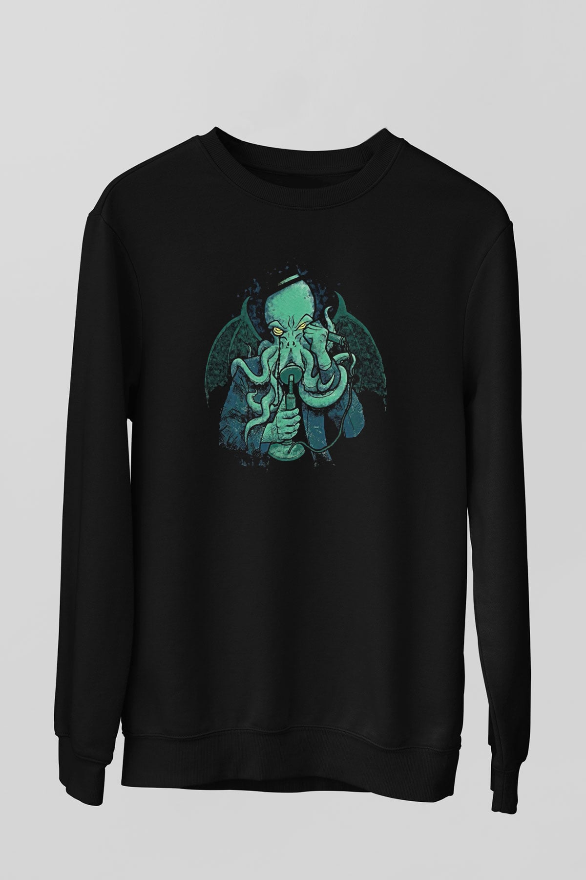 Call Of Ctulhu Baskılı Unisex Siyah Sweatshirt