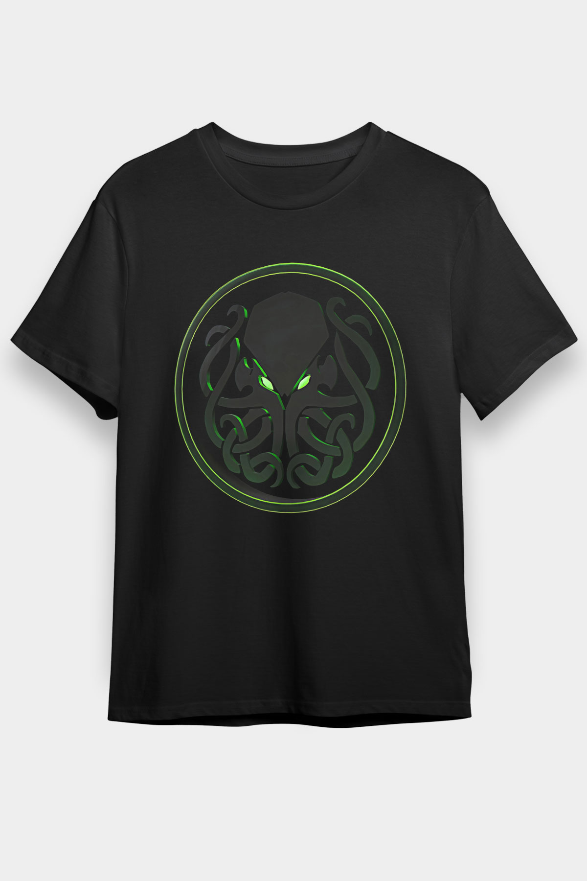 Call Of Ctulhu Baskılı Unisex Siyah Tişört - Tshirt