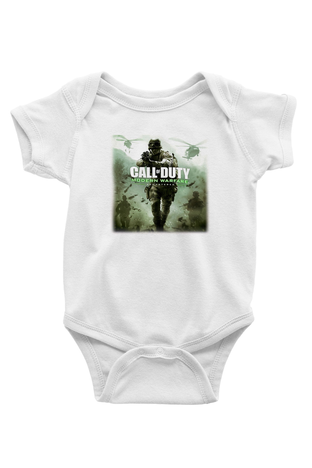 Call of Duty Baskılı Beyaz Unisex Bebek Body - Zıbın