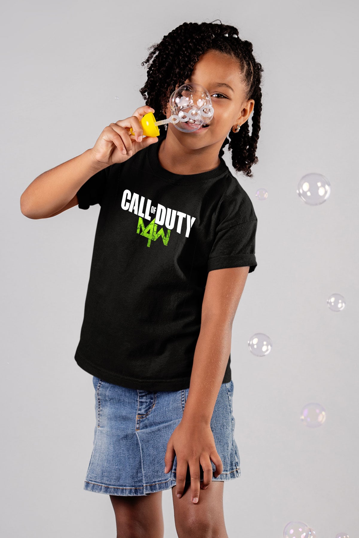 Call of Duty Baskılı Siyah Unisex Çocuk Tişört