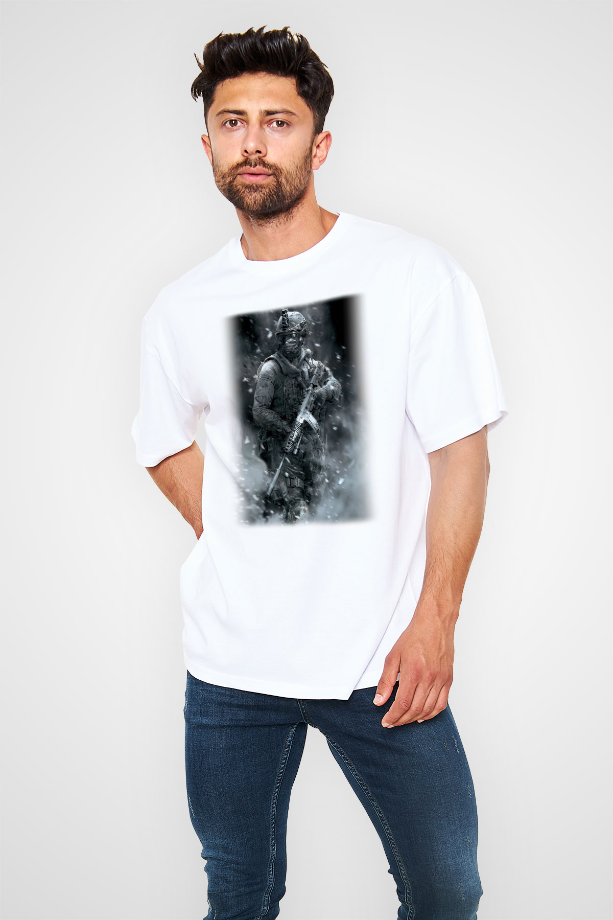 Call of Duty Beyaz Unisex Oversize Tişört T-Shirt