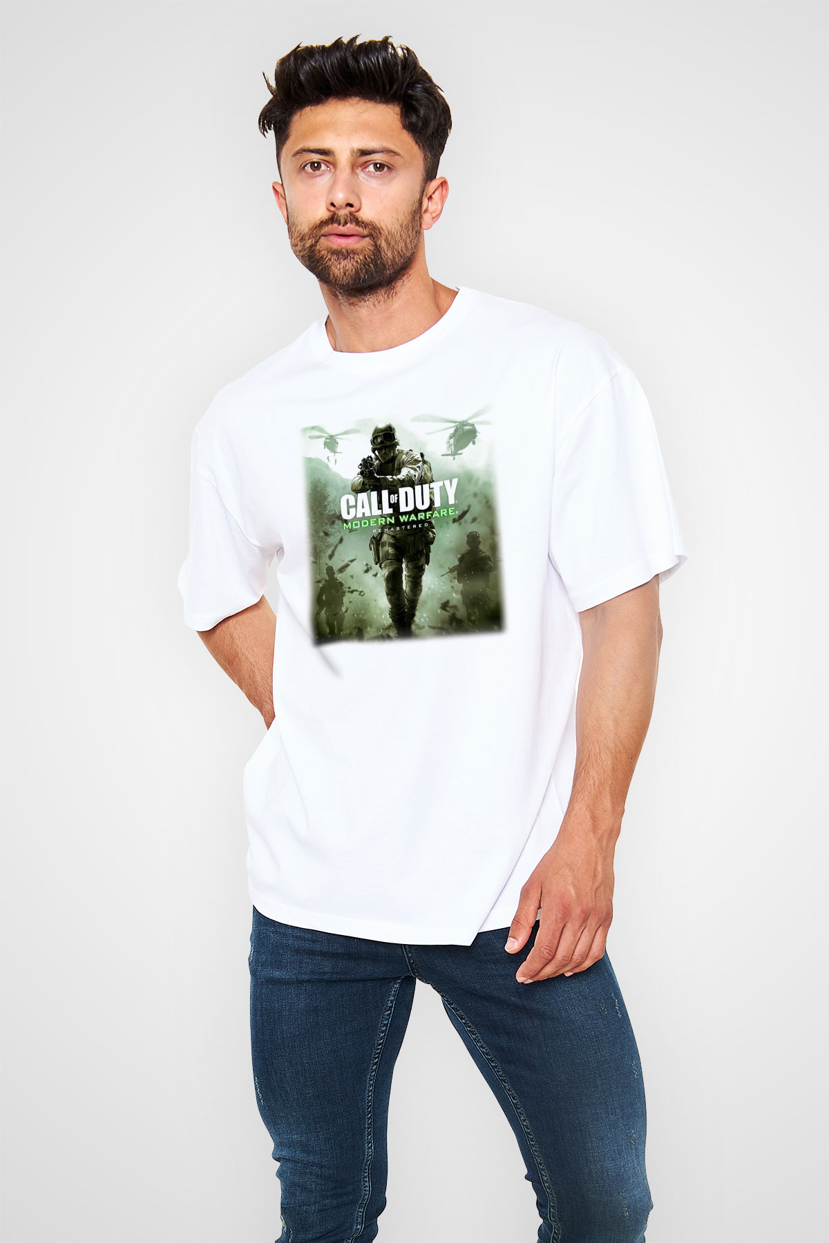 Call of Duty Beyaz Unisex Oversize Tişört T-Shirt