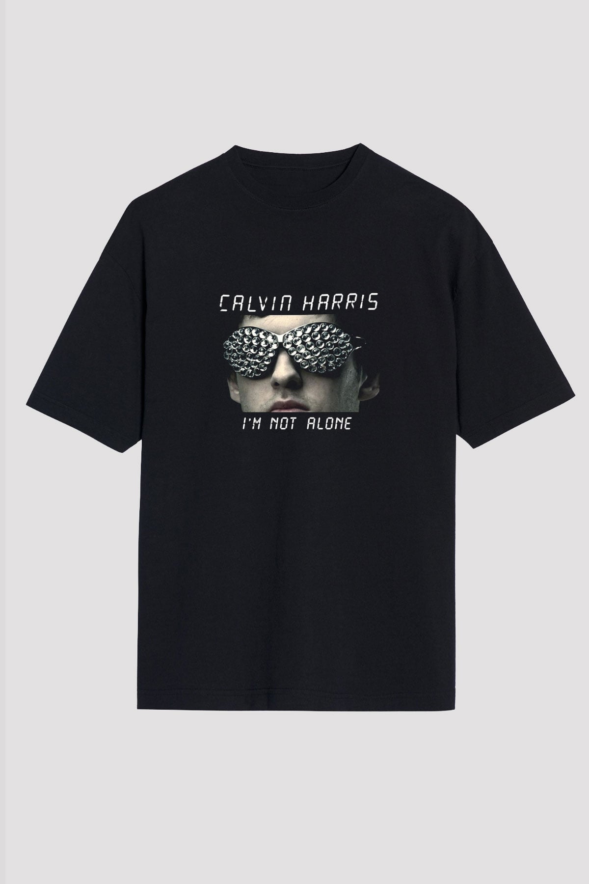 Calvin Harris Baskılı Unisex Oversize Siyah Tişört