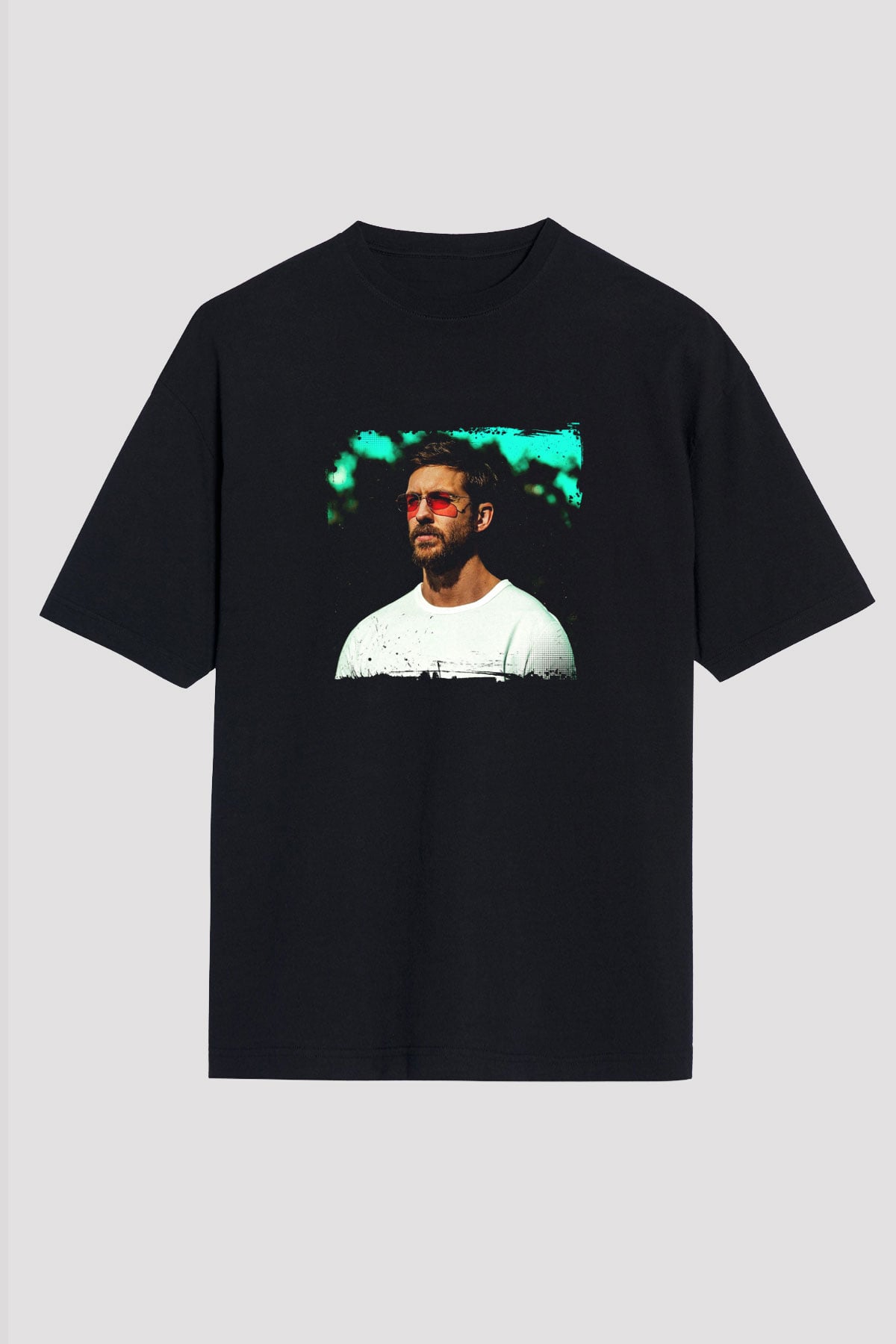 Calvin Harris Baskılı Unisex Oversize Siyah Tişört