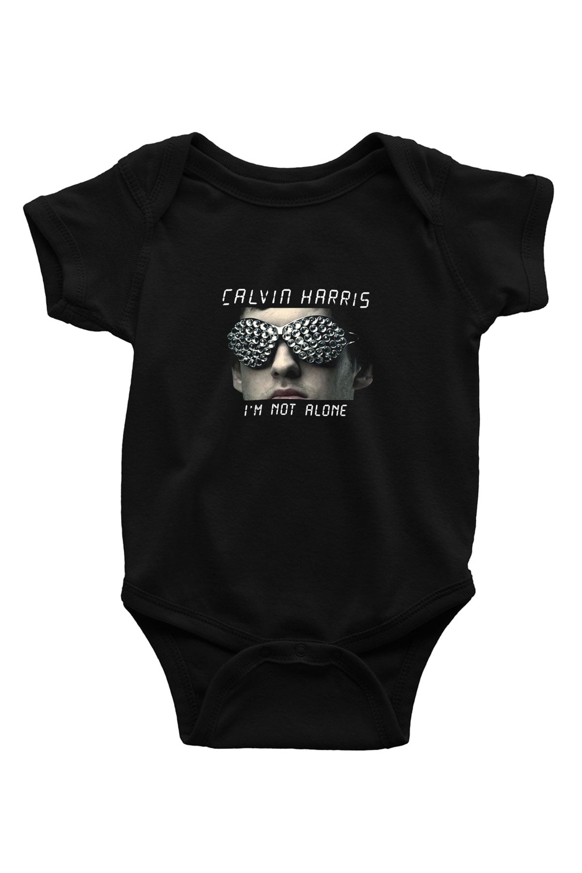 Calvin Harris Baskılı Unisex Siyah Bebek Body - Zıbın