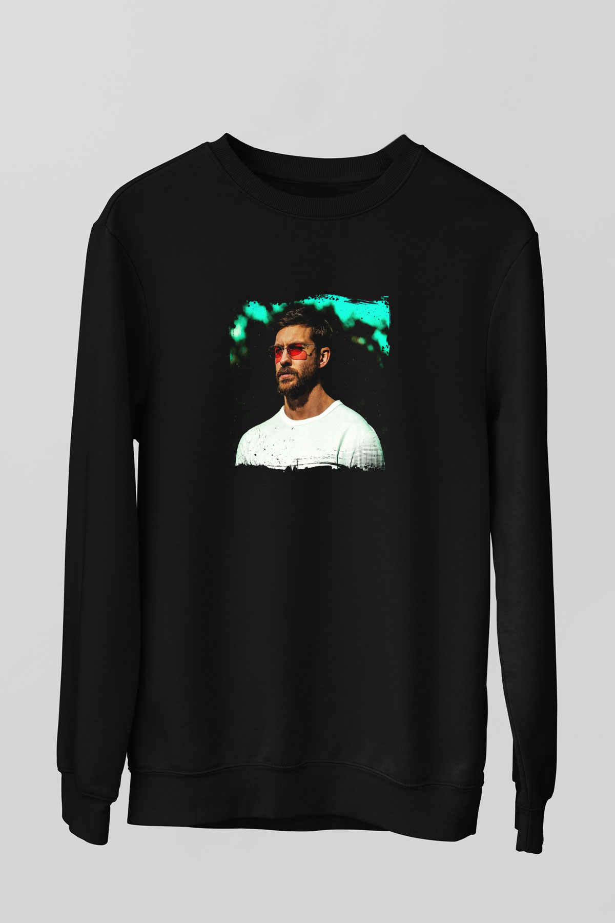 Calvin Harris Baskılı Unisex Siyah Sweatshirt