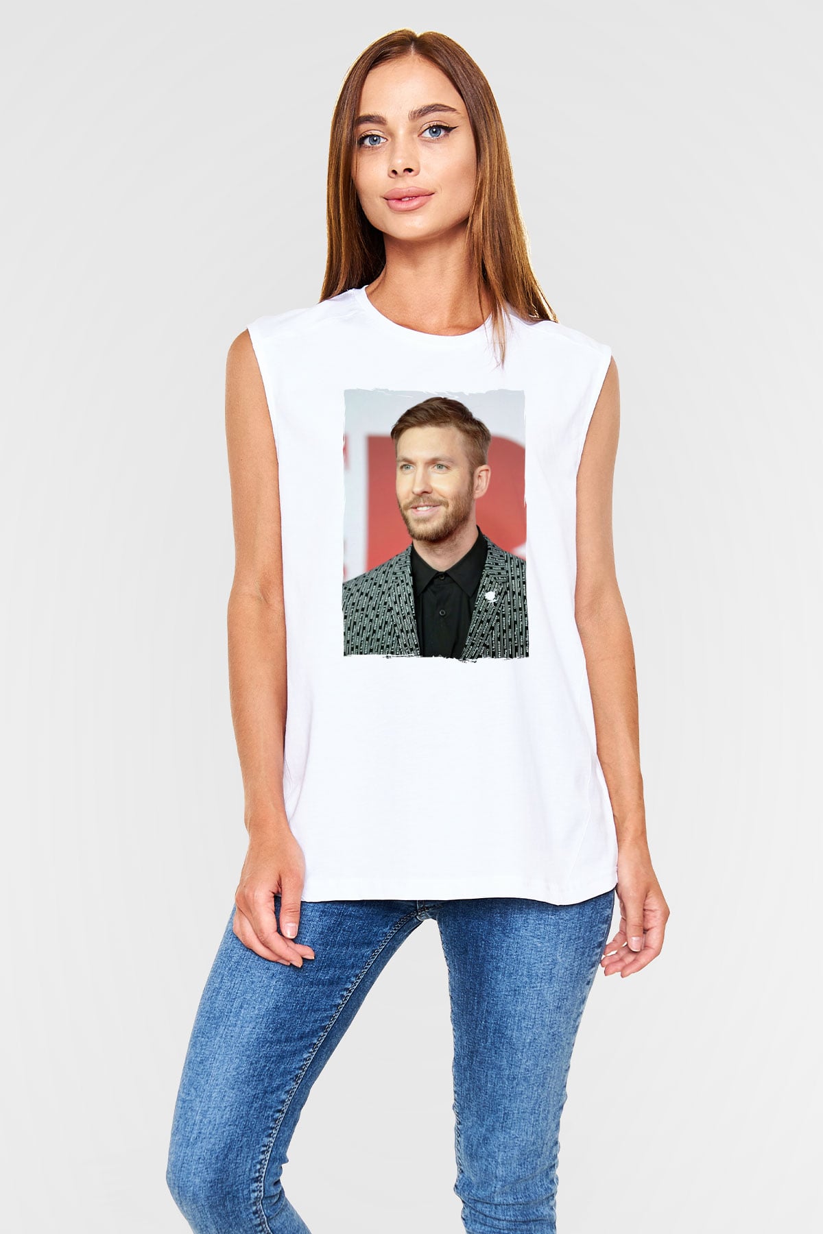 Calvin Harris Beyaz Unisex Kolsuz Tişört