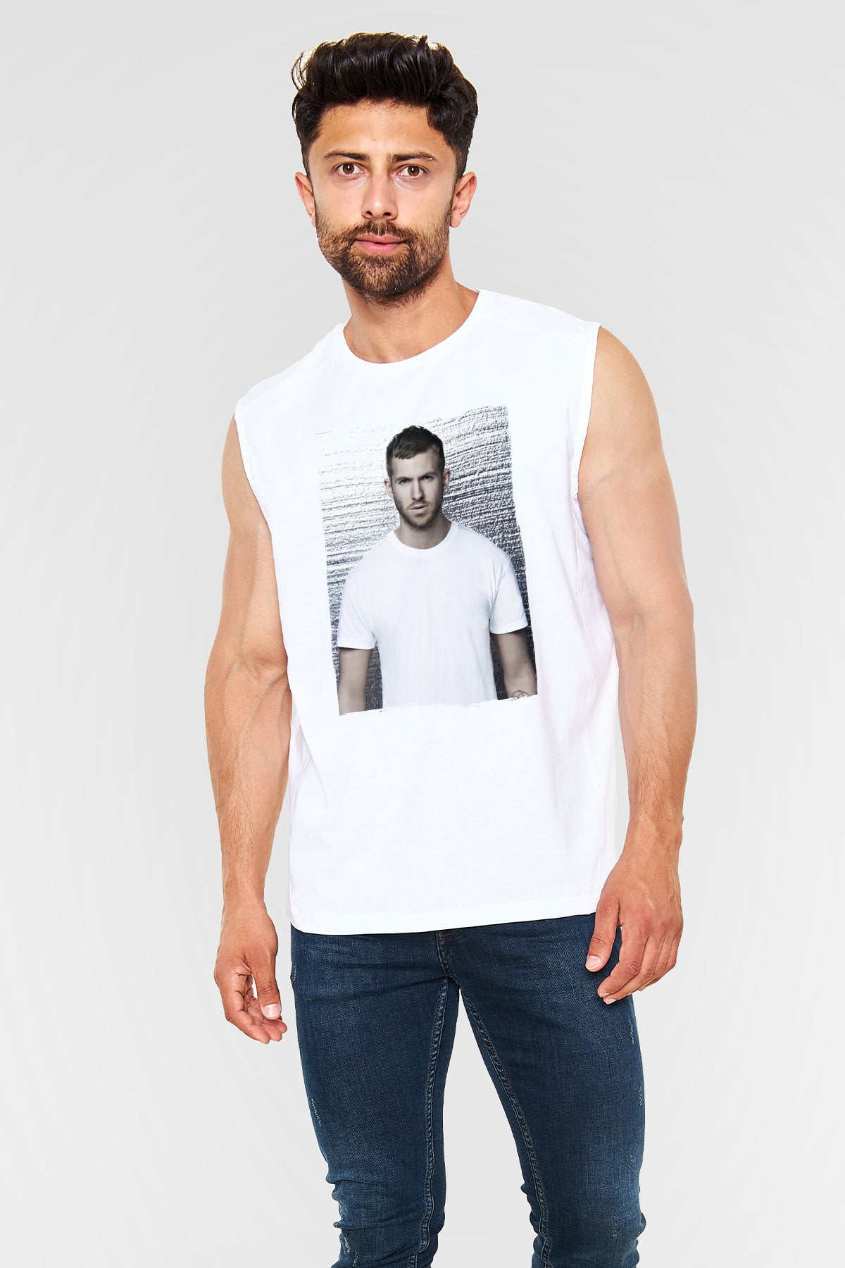 Calvin Harris Beyaz Unisex Kolsuz Tişört