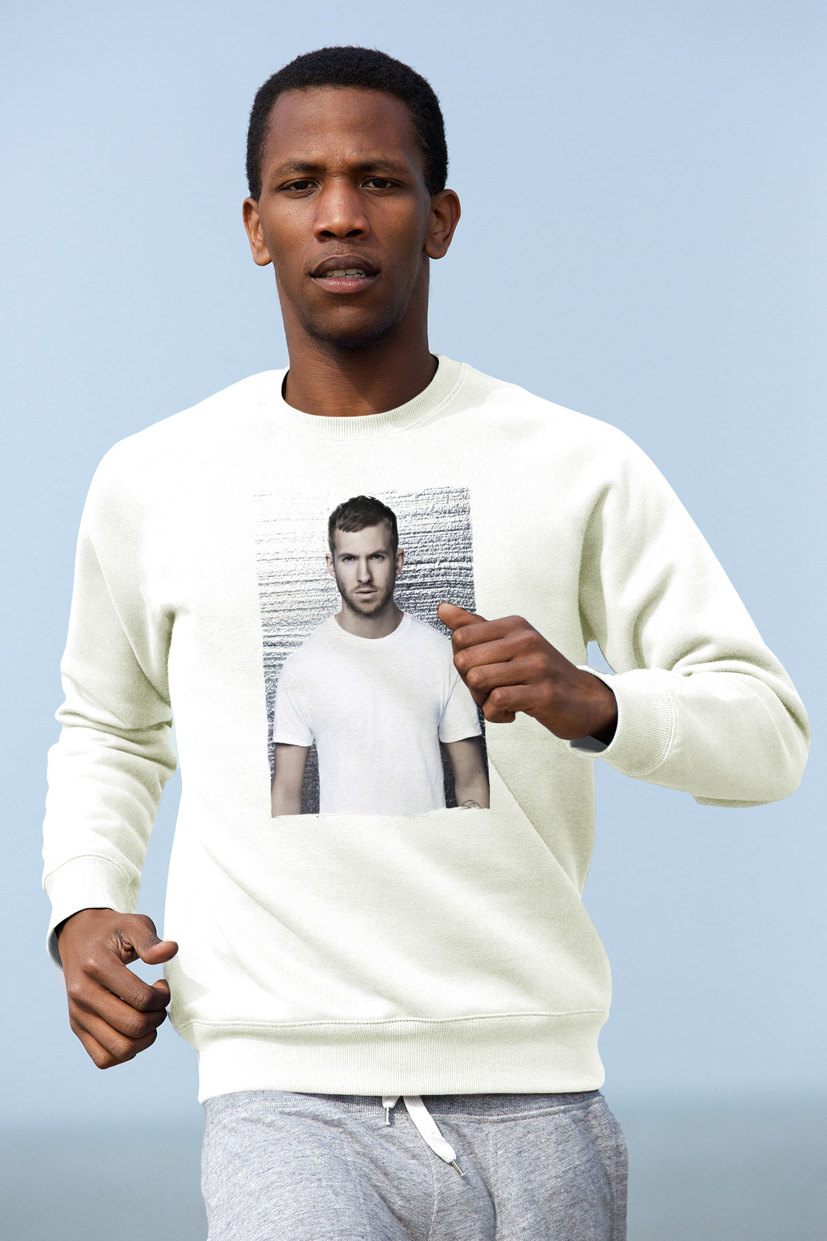 Calvin Harris Beyaz Unisex Sweatshirt