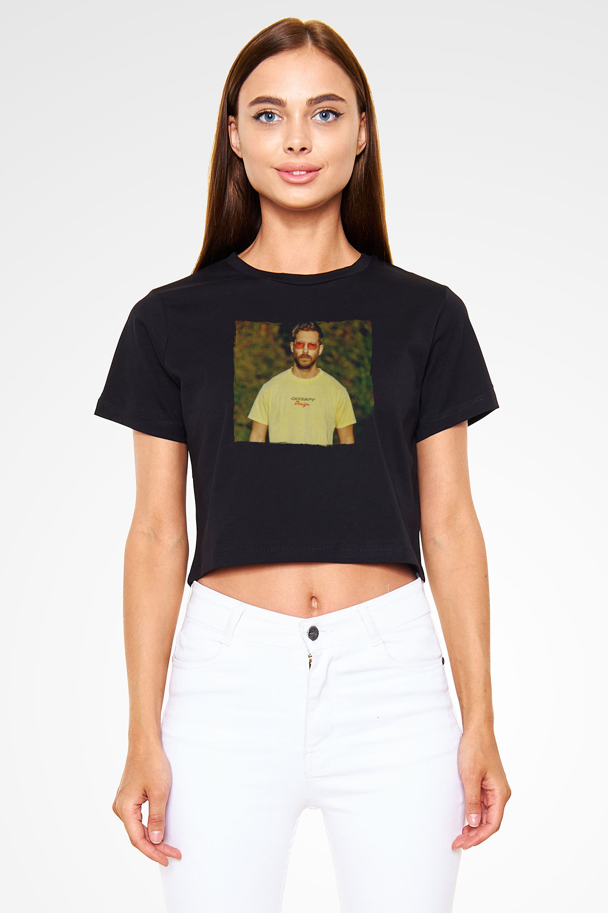 Calvin Harris Siyah  Crop Top Tişört