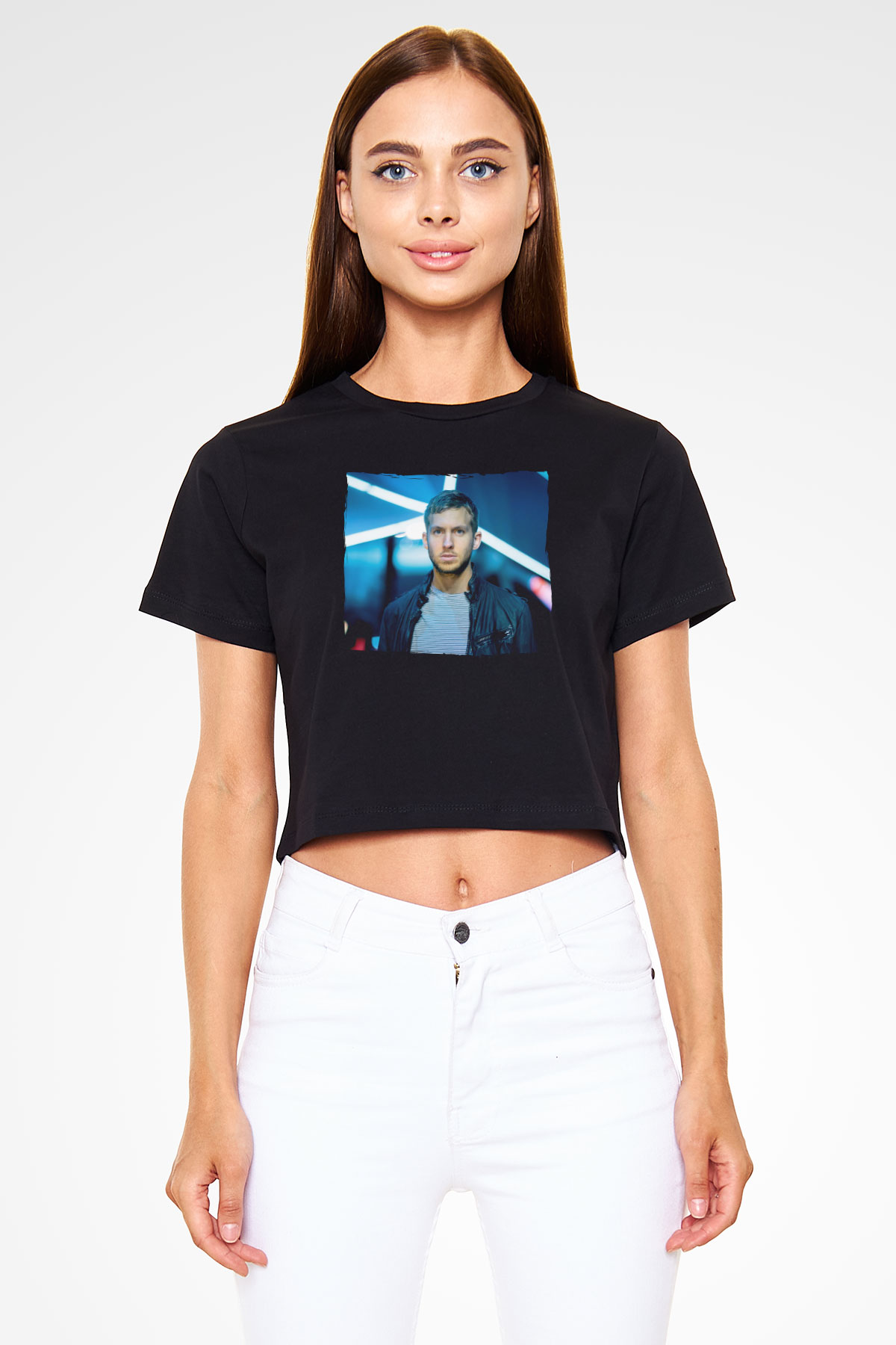 Calvin Harris Siyah  Crop Top Tişört