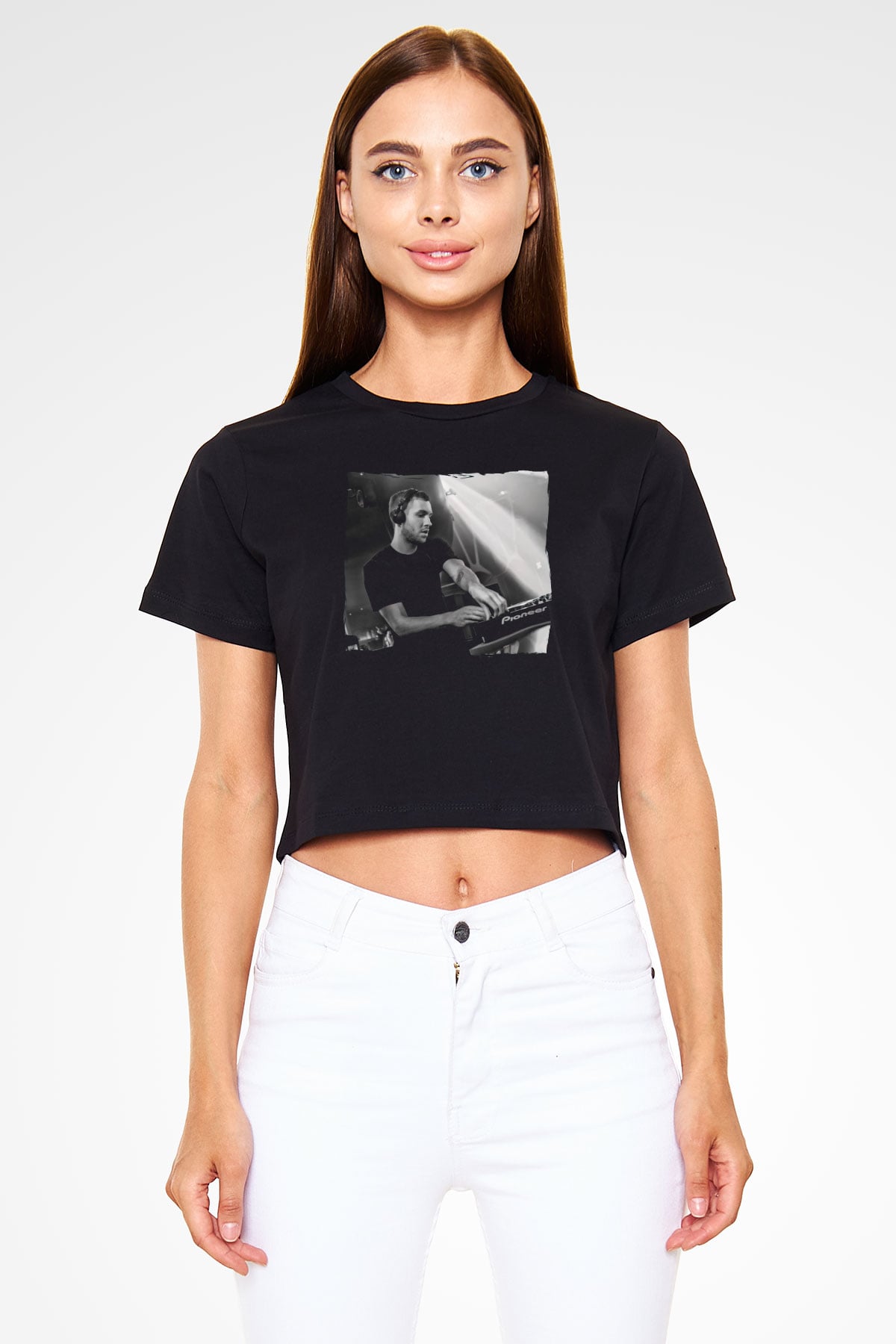 Calvin Harris Siyah  Crop Top Tişört