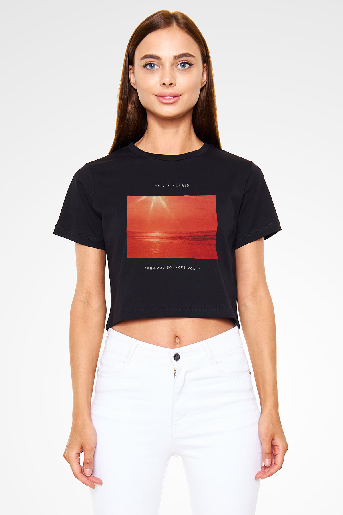 Calvin Harris Siyah Crop Top Tişört
