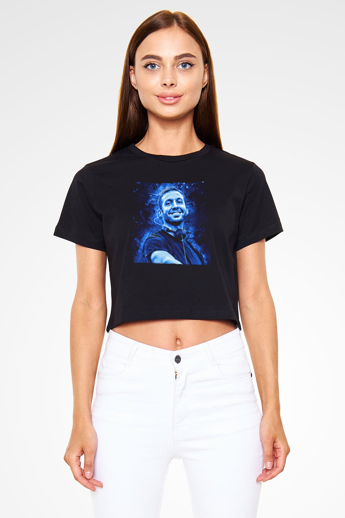 Calvin Harris Siyah  Crop Top Tişört