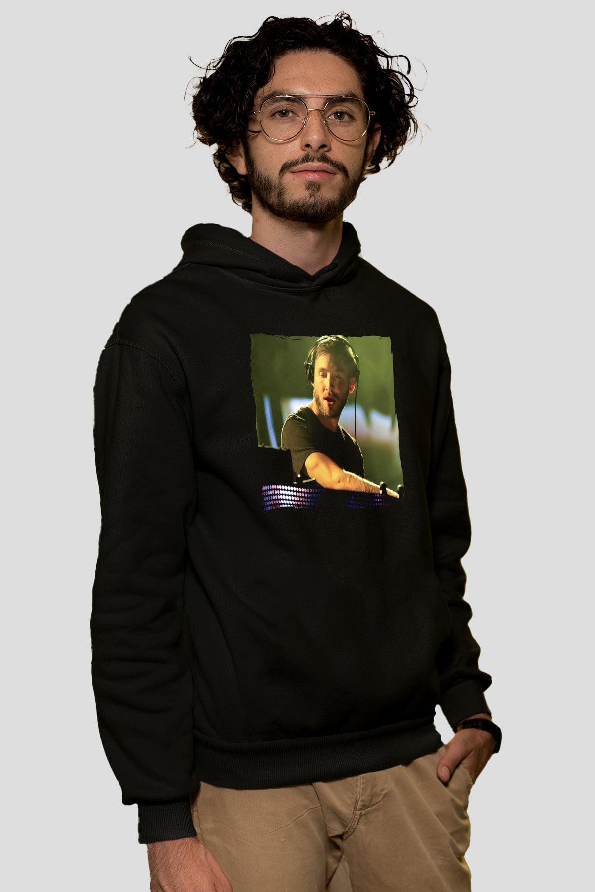 Calvin Harris Siyah Unisex Kapüşonlu Sweatshirt