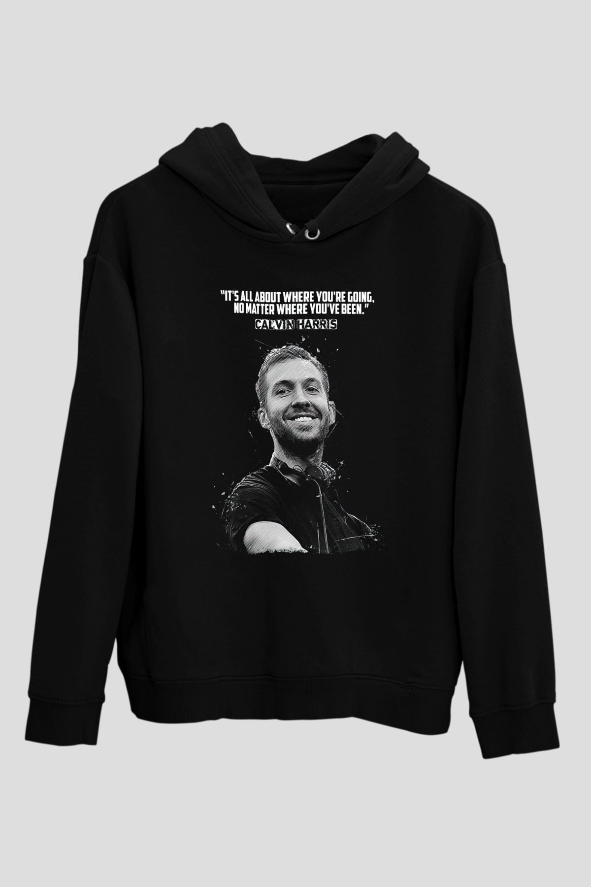 Calvin Harris Siyah Unisex Kapüşonlu Sweatshirt