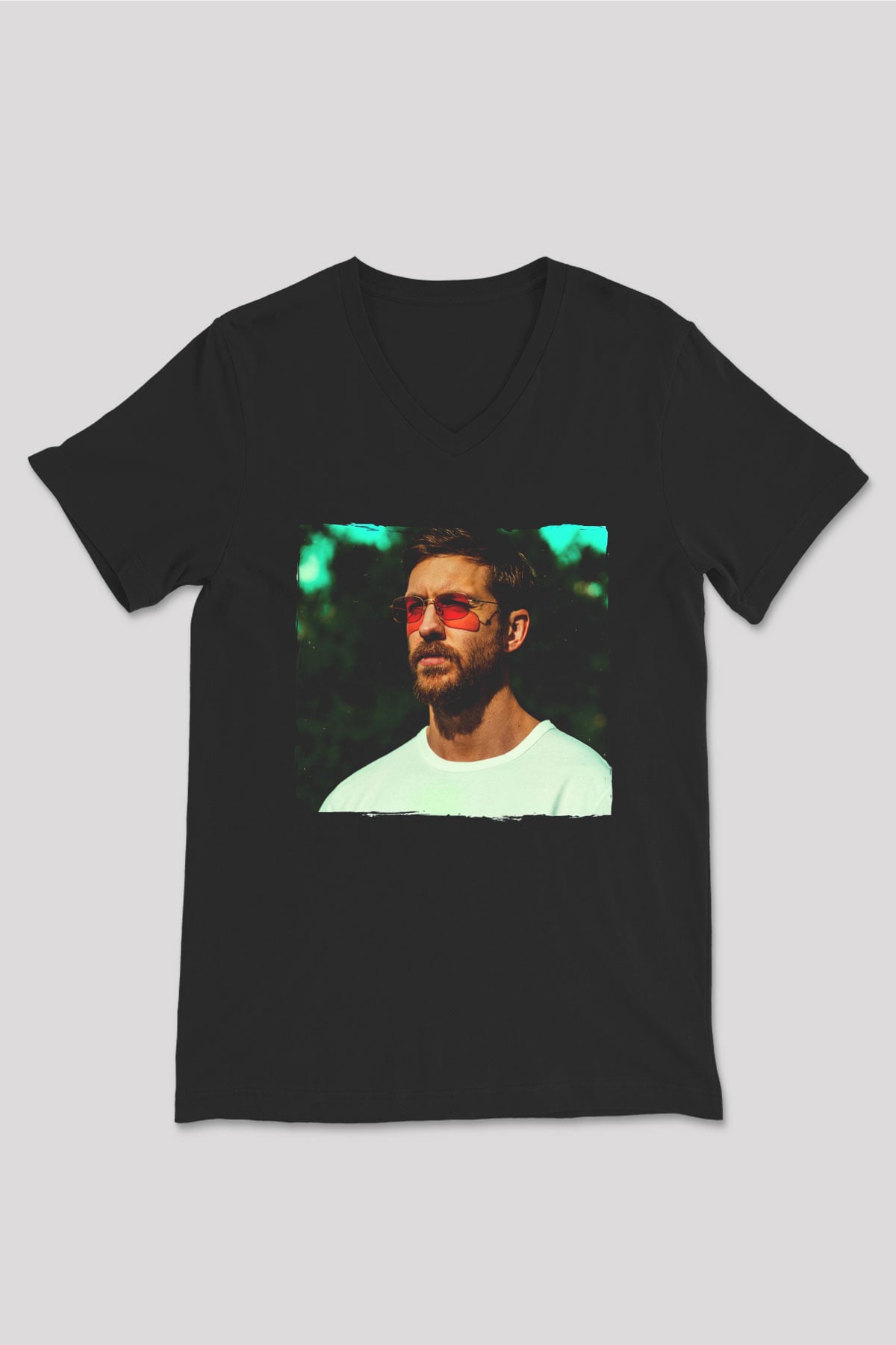 Calvin Harris Siyah Unisex V Yaka Tişört