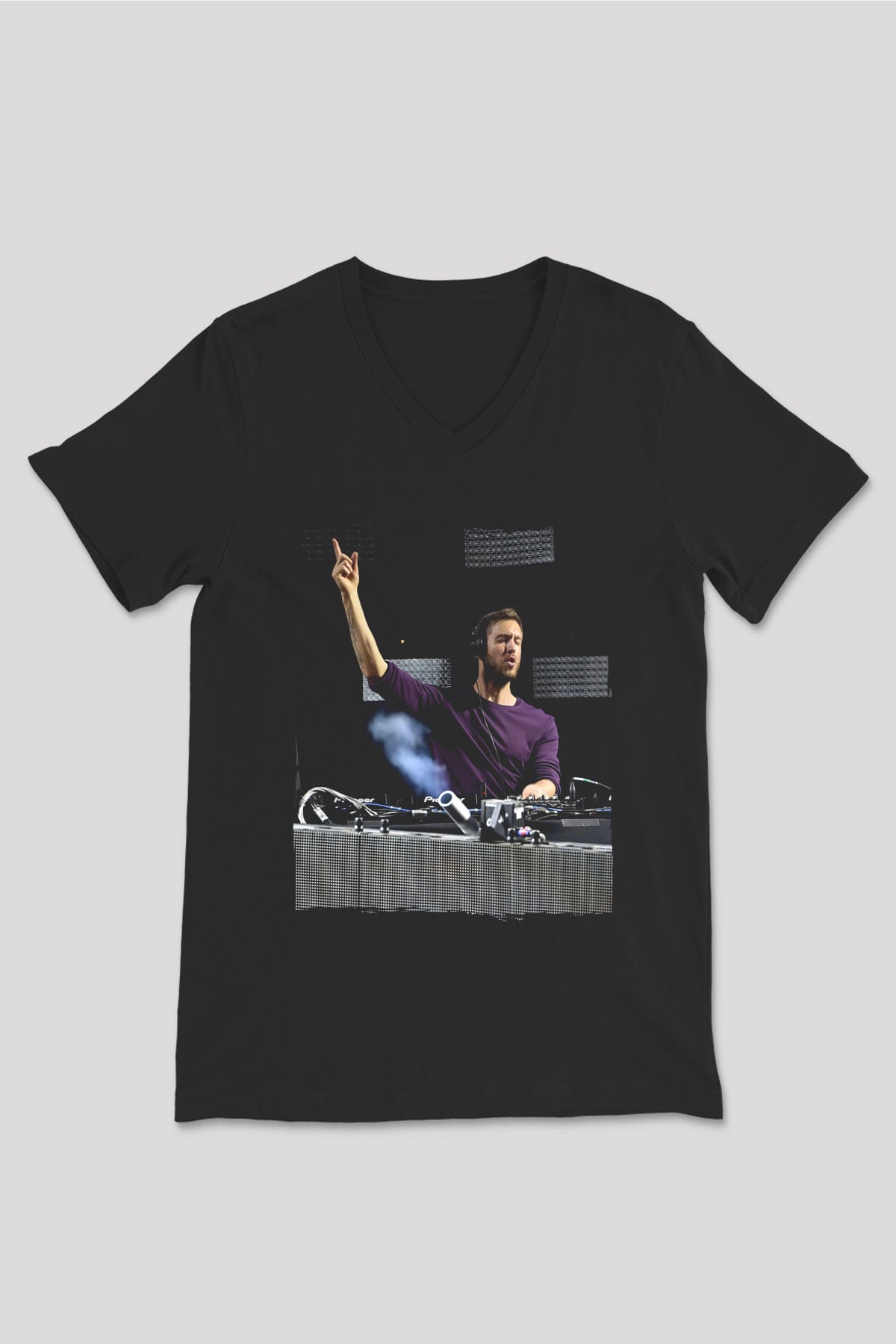 Calvin Harris Siyah Unisex V Yaka Tişört