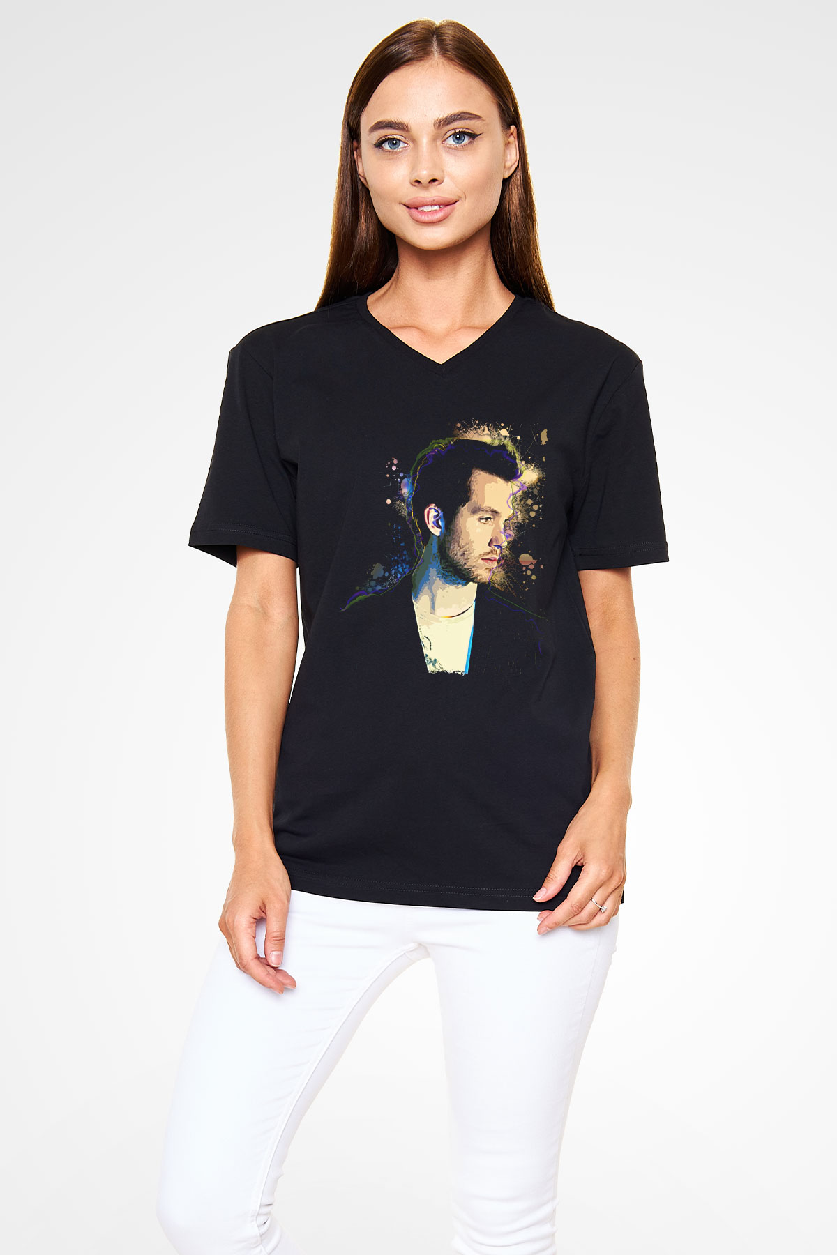 Calvin Harris Siyah Unisex V Yaka Tişört