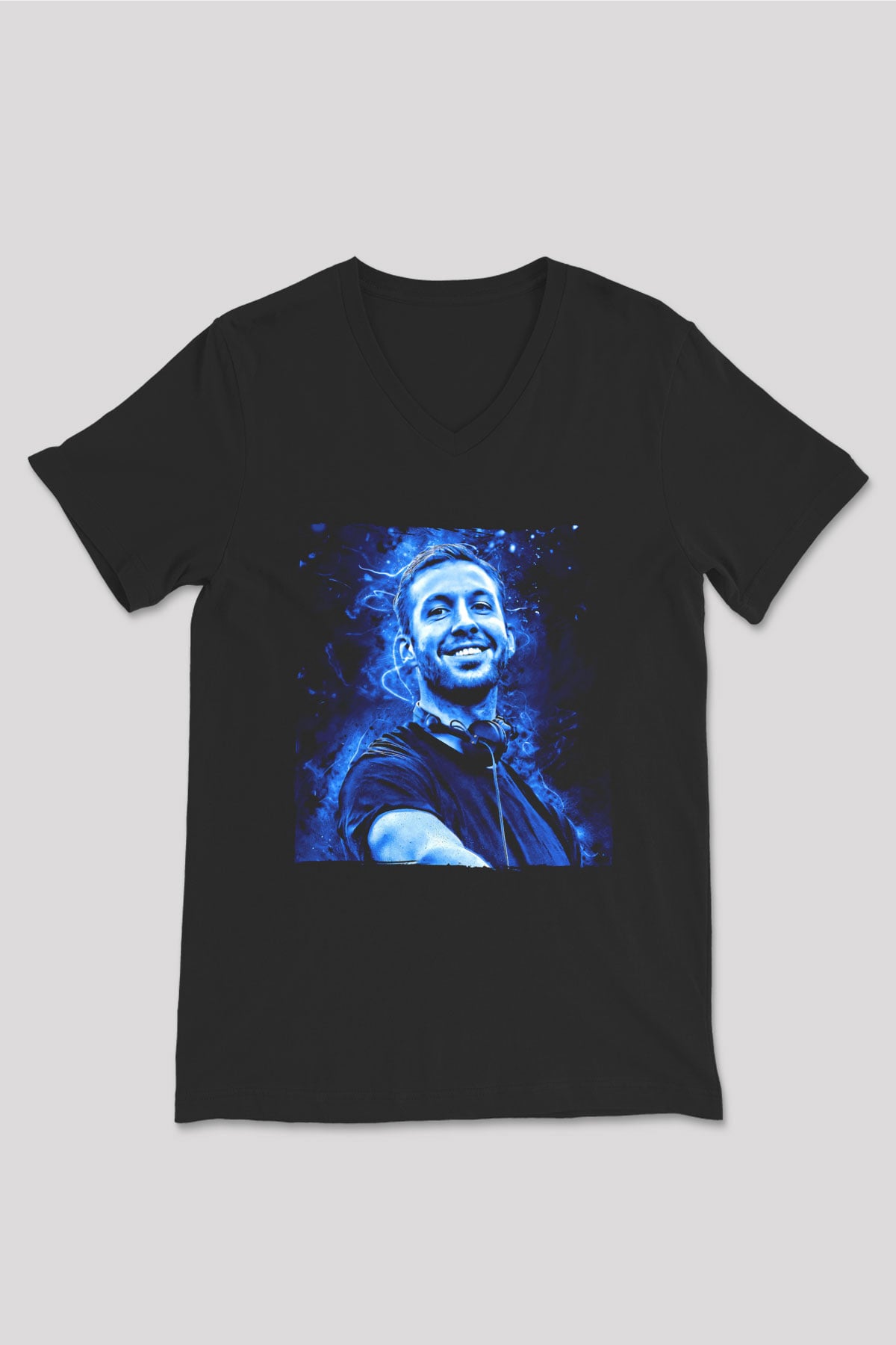 Calvin Harris Siyah Unisex V Yaka Tişört