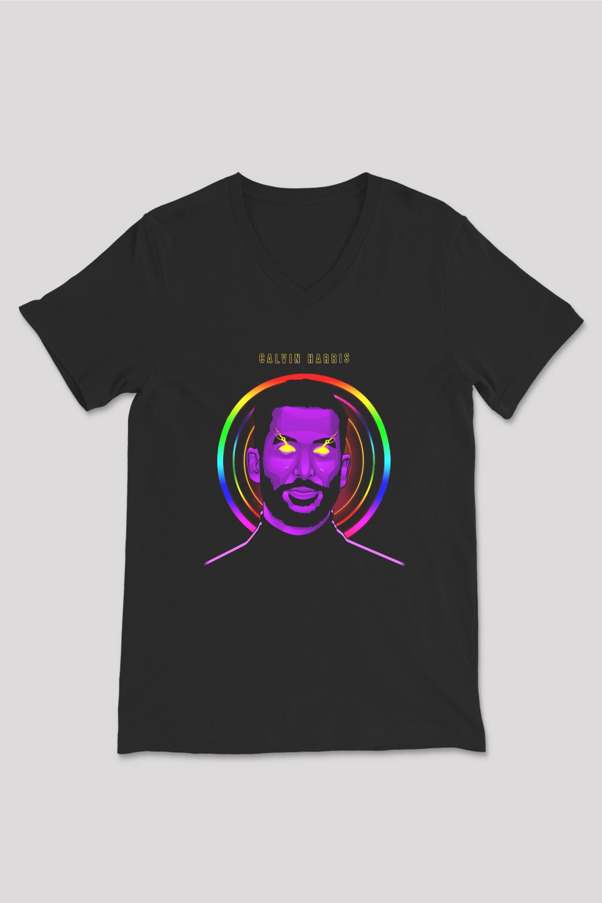 Calvin Harris Siyah Unisex V Yaka Tişört