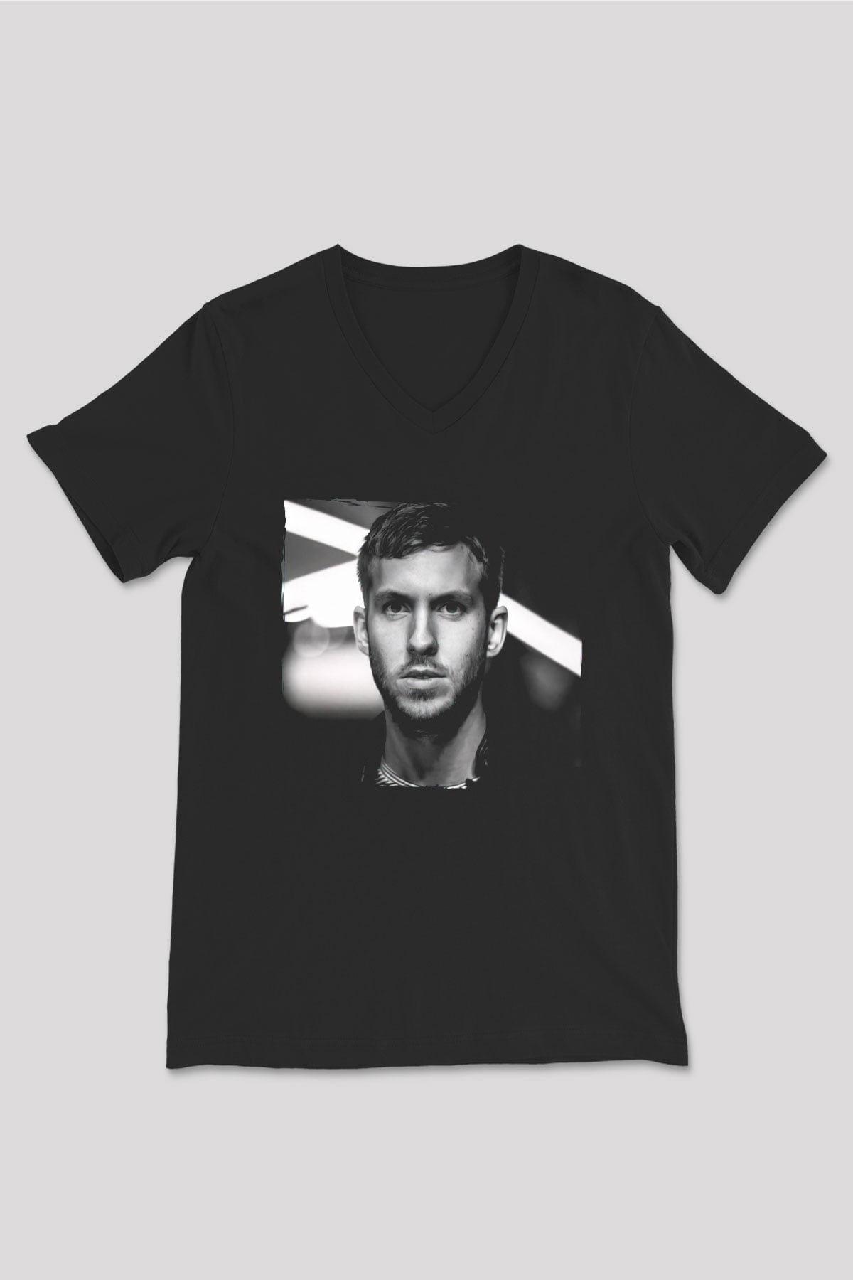 Calvin Harris Siyah Unisex V Yaka Tişört