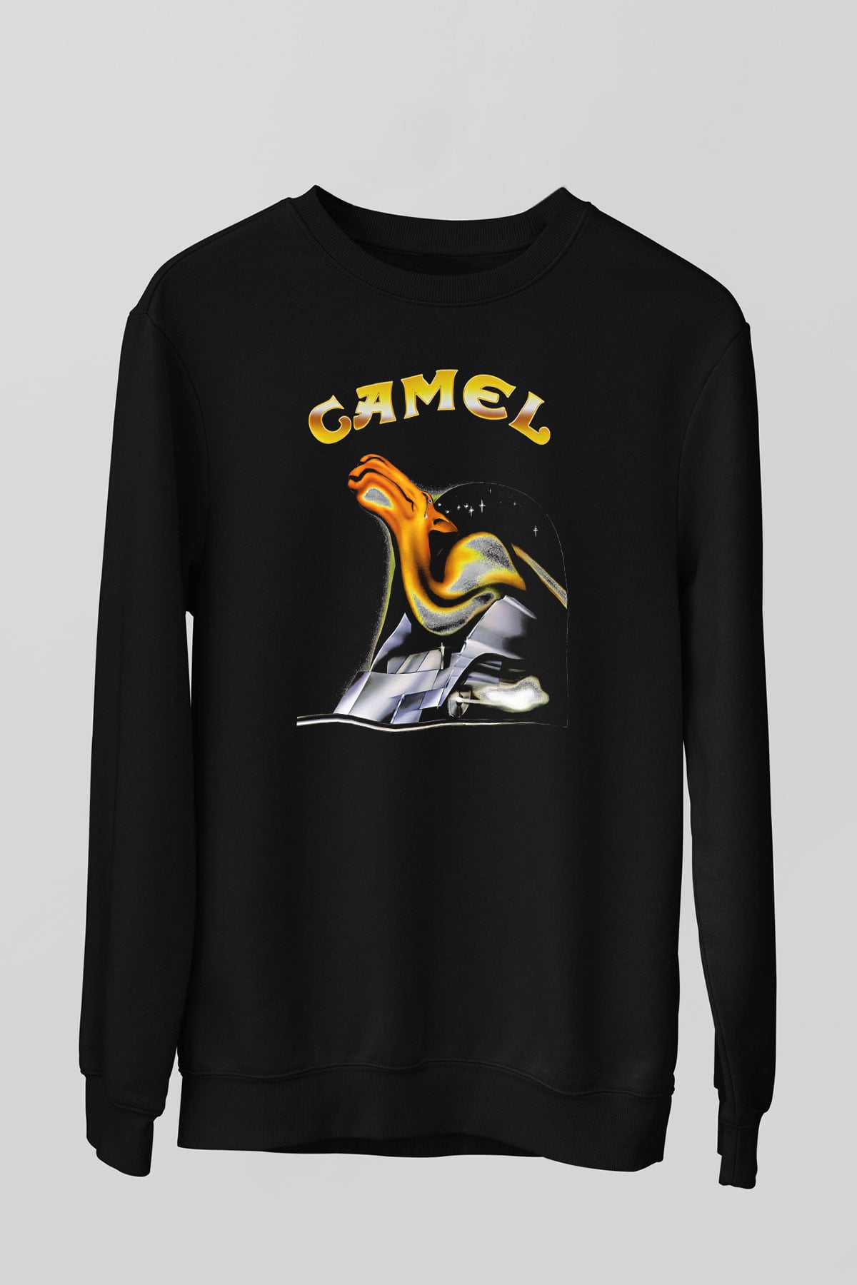 Camel Baskılı Unisex Siyah Sweatshirt
