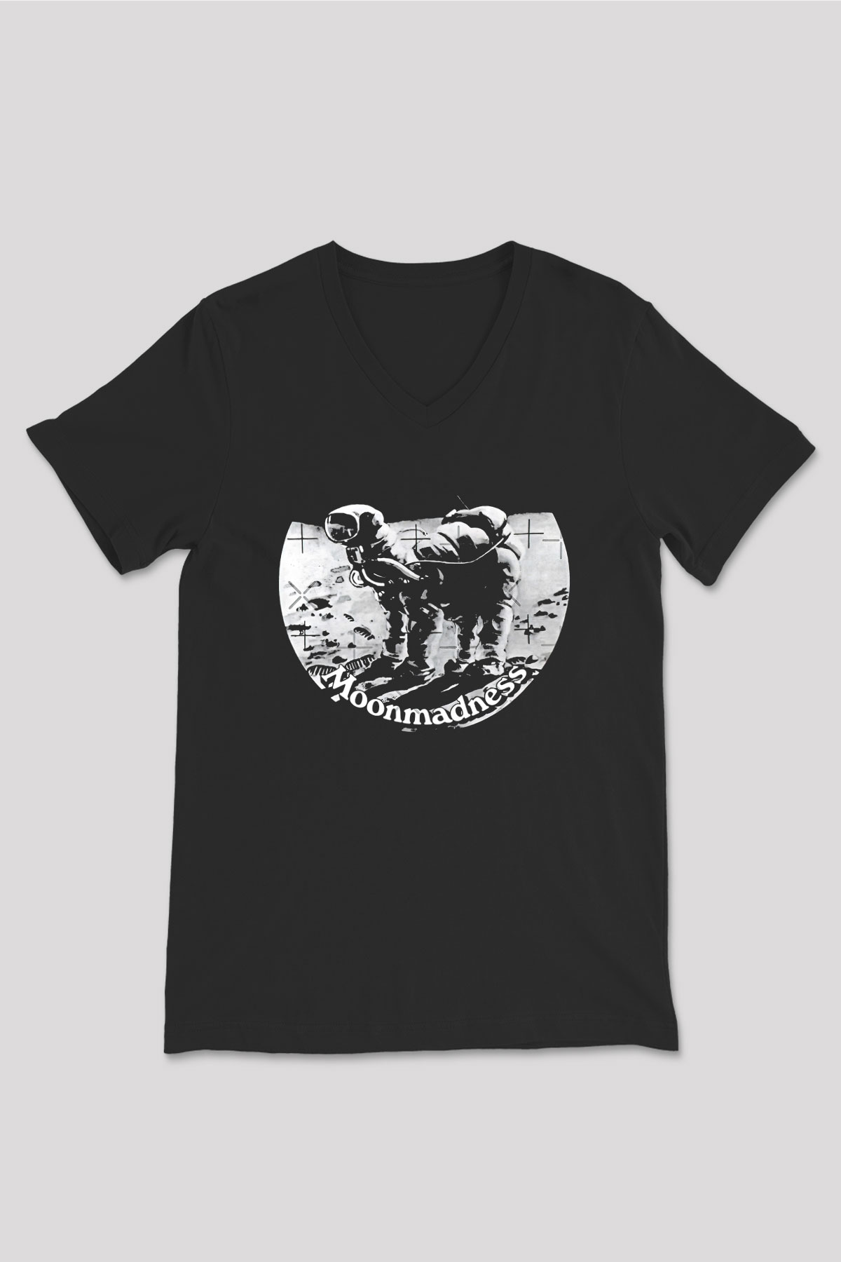 Camel Baskılı Unisex Siyah V Yaka Tişört - Tshirt