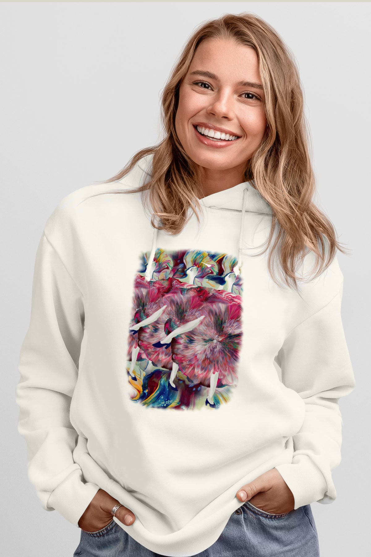 Cancan Beyaz Unisex Hoodie