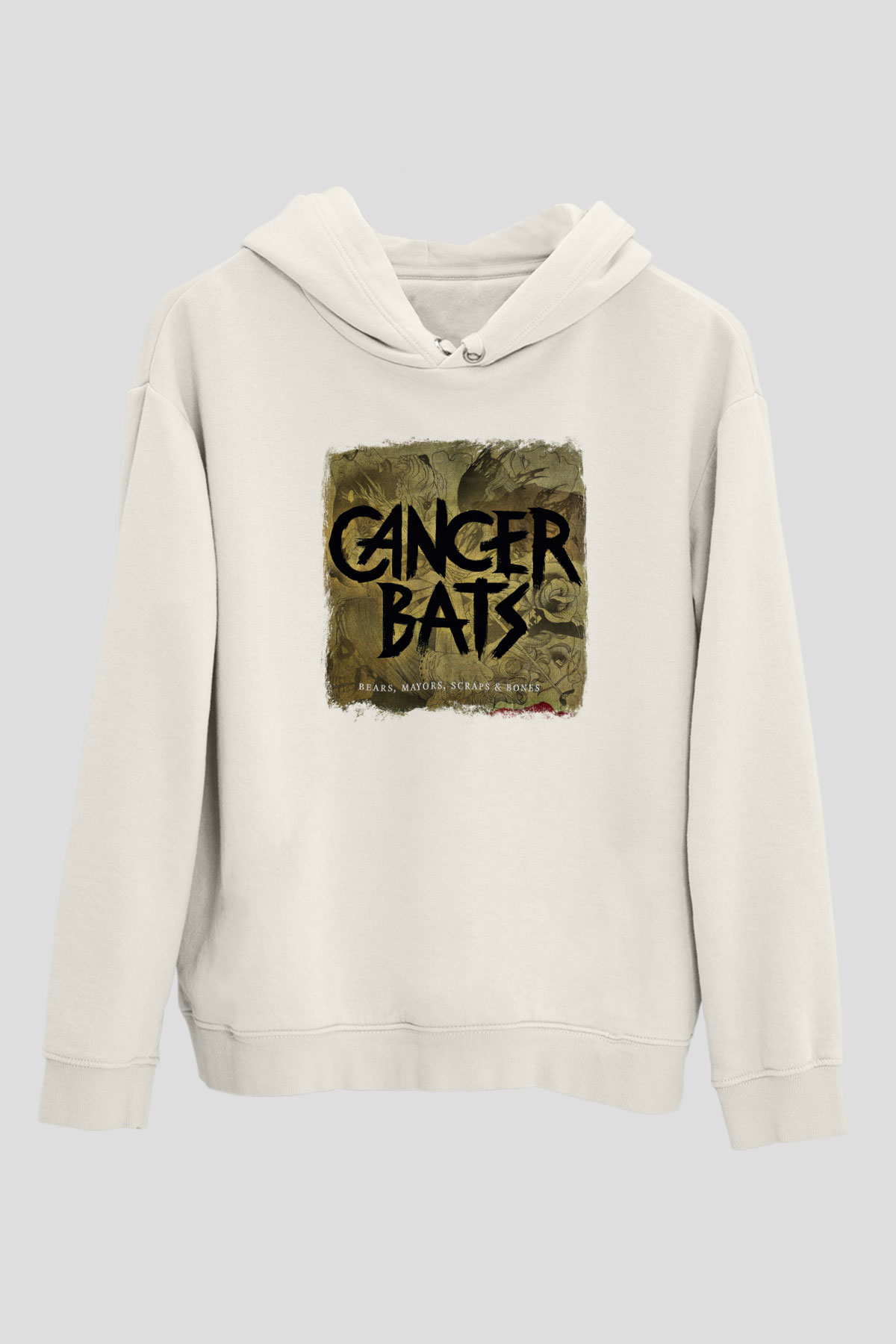 Cancer Bats Baskılı Unisex Beyaz Hoodie