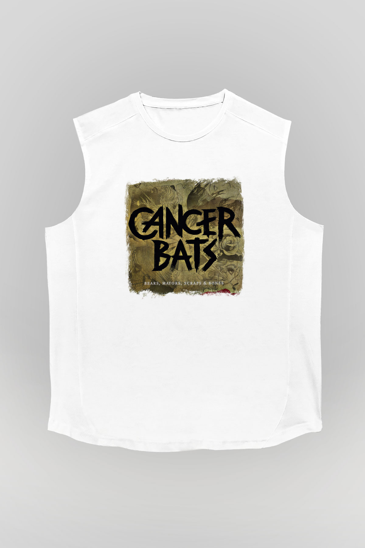 Cancer Bats Baskılı Unisex Beyaz Kolsuz Tişört