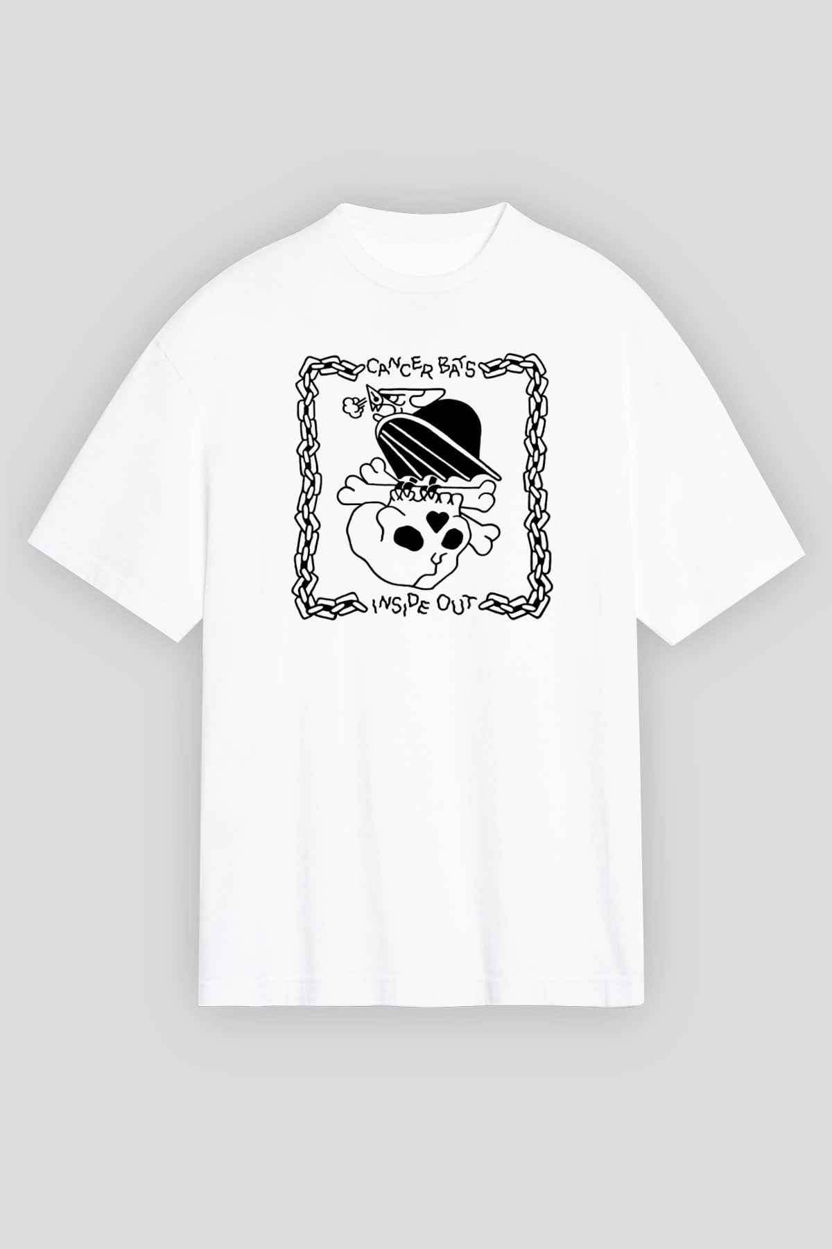 Cancer Bats Baskılı Unisex Beyaz Oversize Tişört