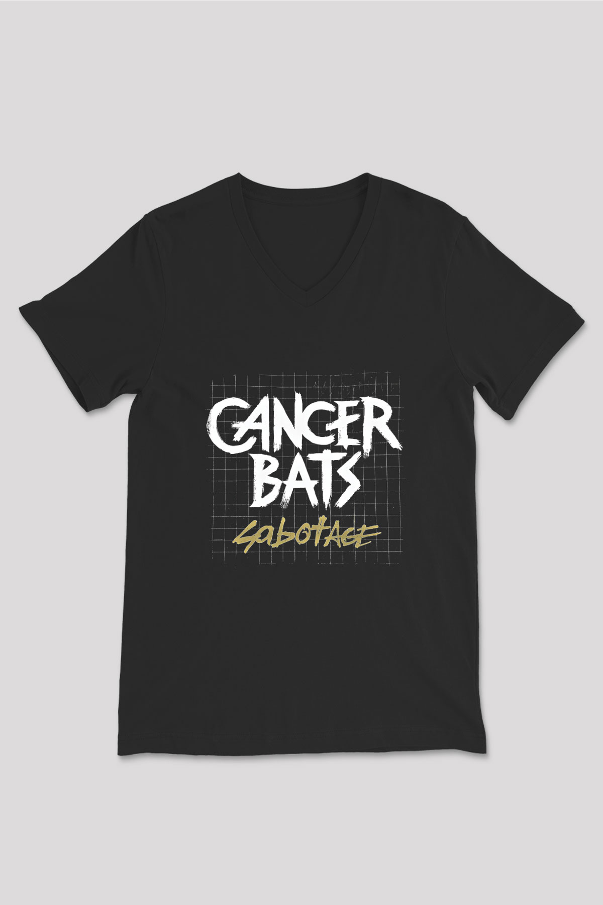 Cancer Bats Baskılı Unisex Siyah V Yaka Tişört