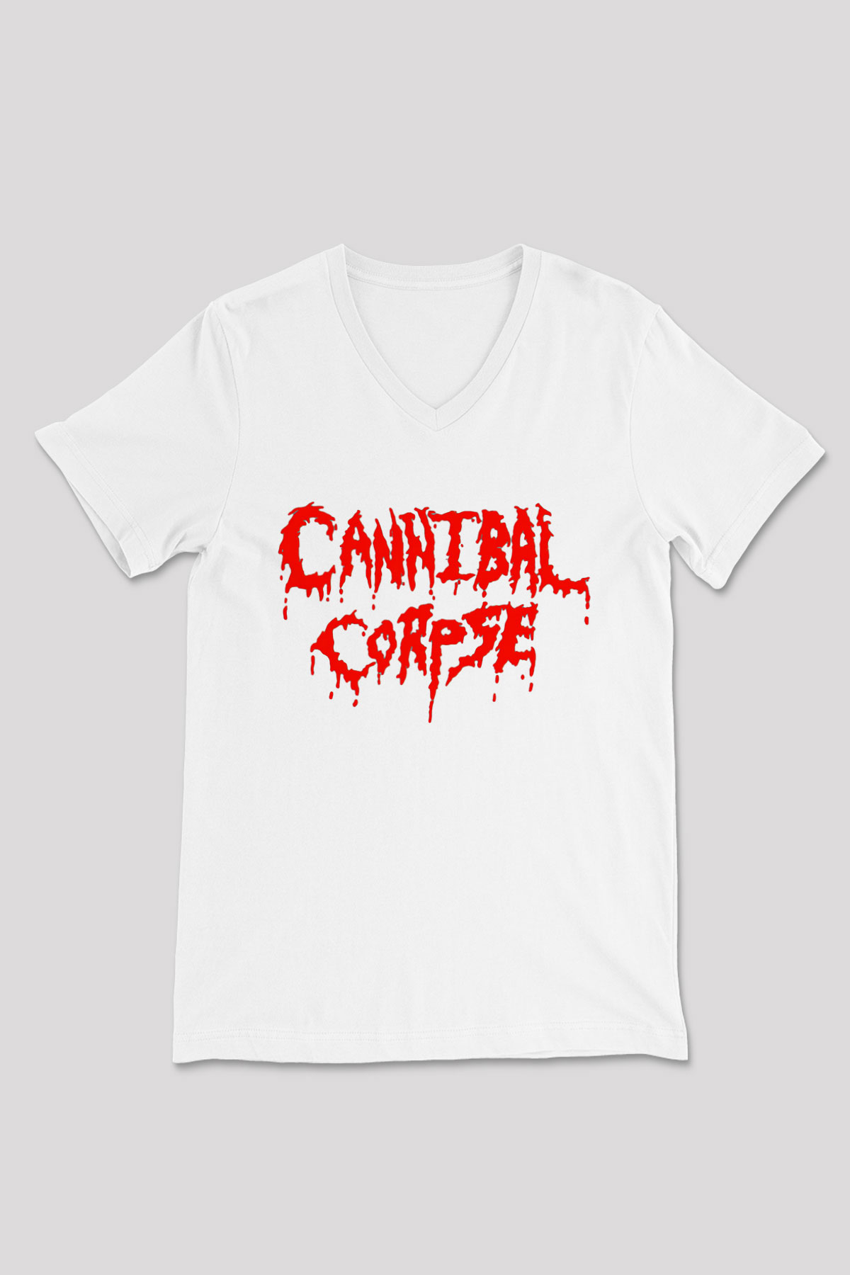 Cannibal Corpse Beyaz Unisex V Yaka Tişört T-Shirt