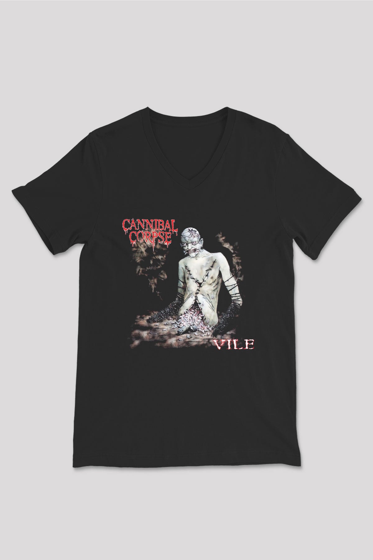 Cannibal Corpse Siyah Unisex V Yaka Tişört T-Shirt